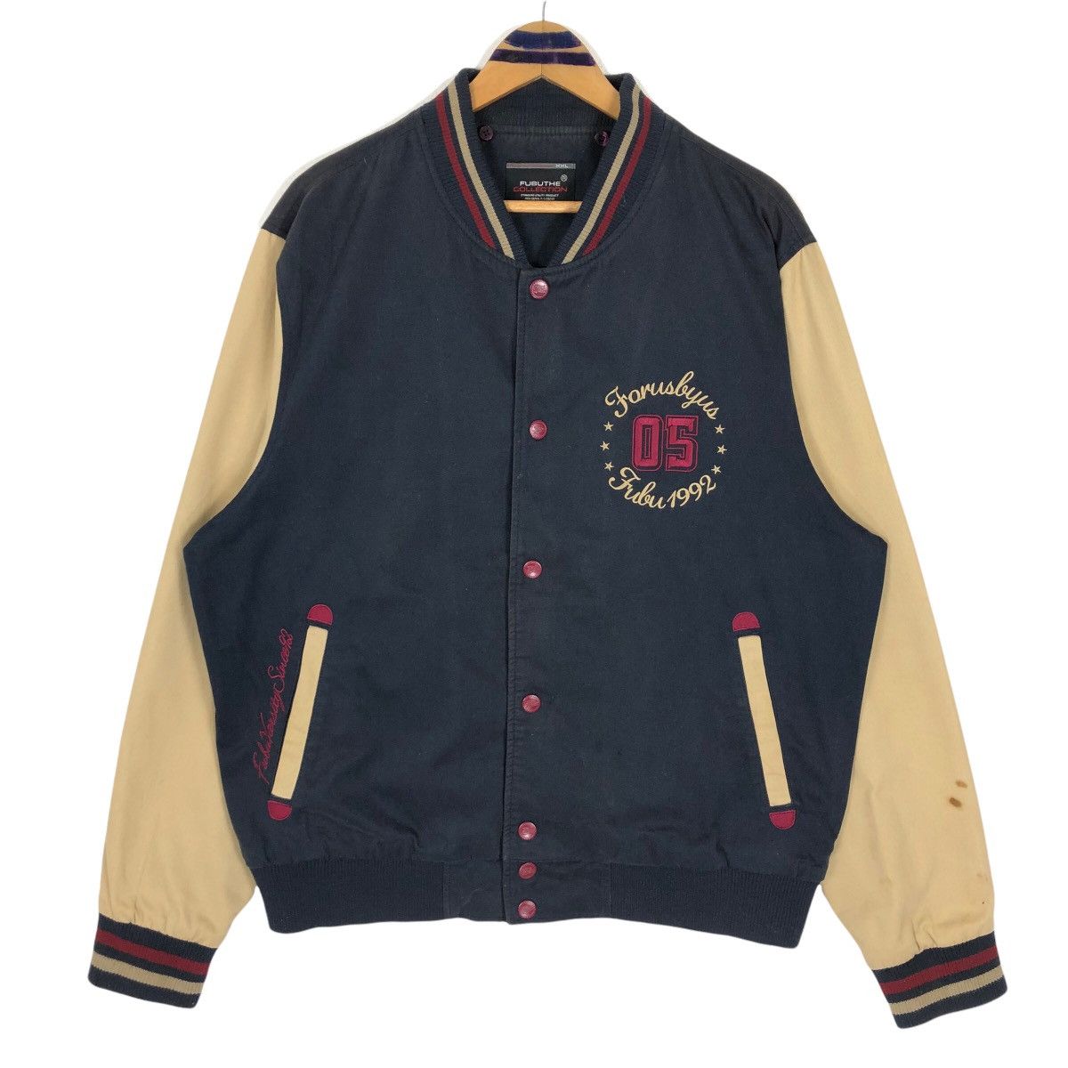 Fubu × Vintage Vintage 90s FUBU Cotton Varsity Jacket Big Logo Embroidery Size US XL / EU 56 / 4 - 1 Thumbnail