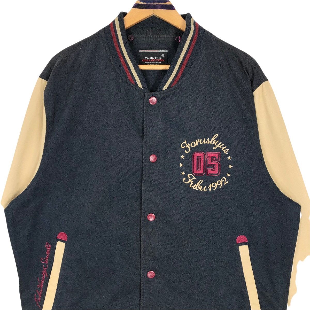 Fubu × Vintage Vintage 90s FUBU Cotton Varsity Jacket Big Logo Embroidery Size US XL / EU 56 / 4 - 3 Thumbnail