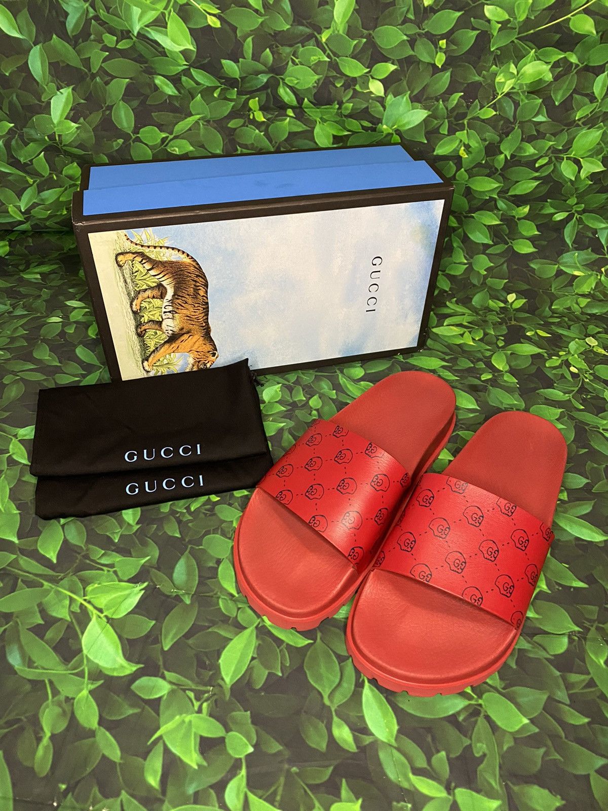 Designer Gucci Streetwear Gucci Calfskin Leather GG Ghost Hamlet Skull Slides Sandals Grailed