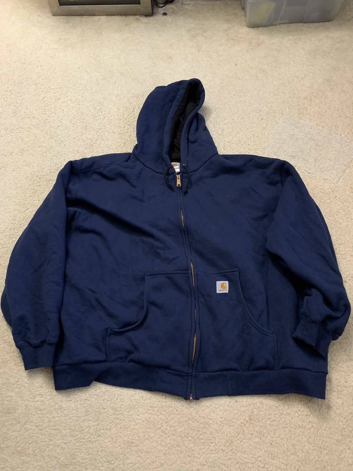 Vintage Vintage Navy blue Carrhart Zip up hoodie | Grailed