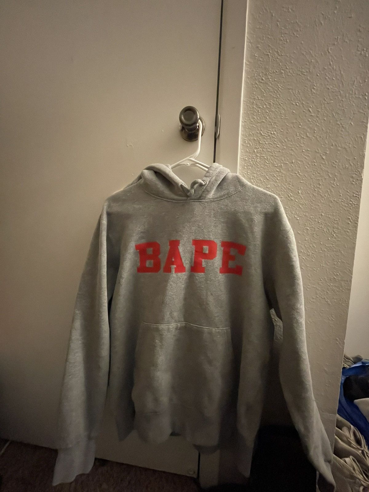 Bape happy new year spell out hoodie grey shop
