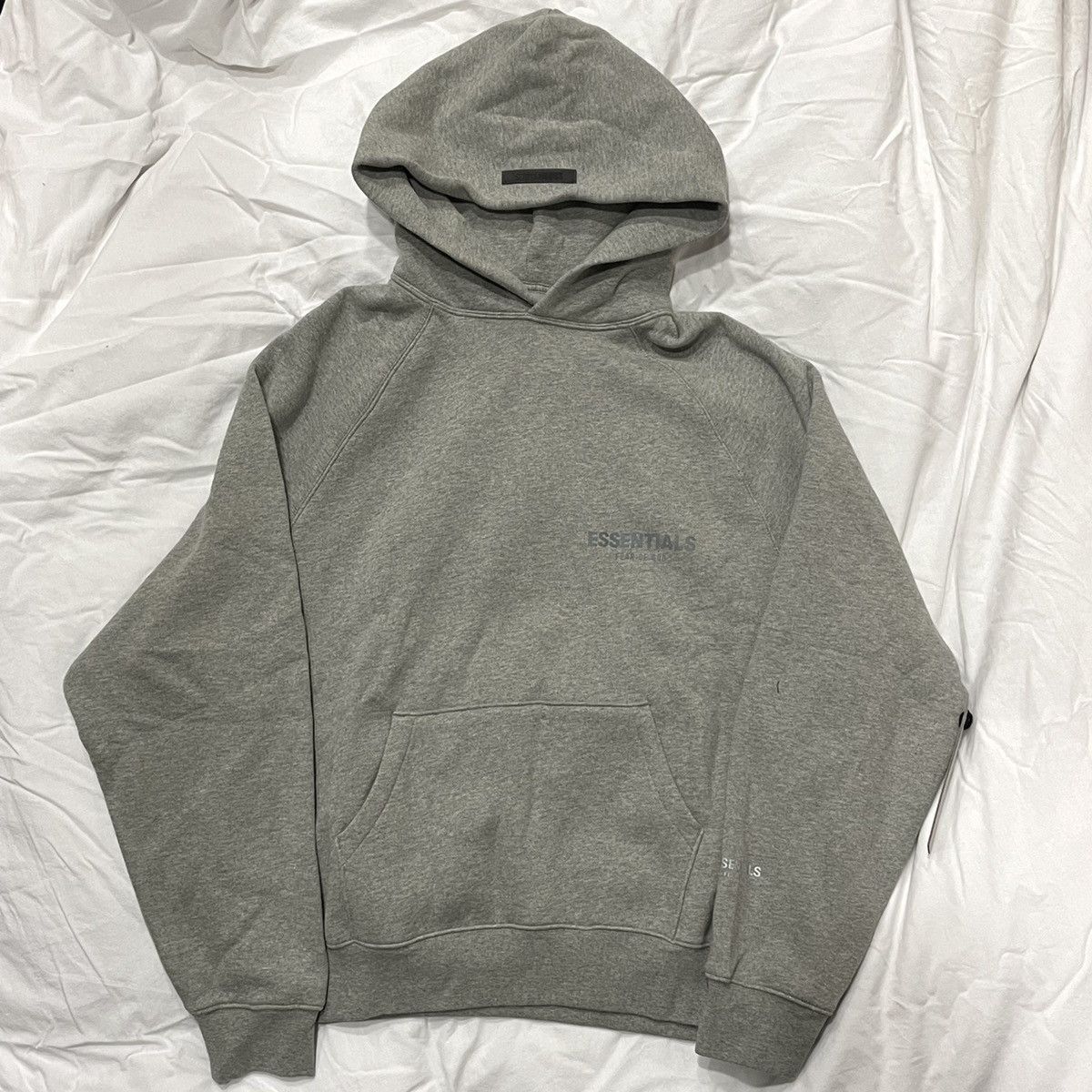 Fear of God Fear of God Essentials Dark Heather Oatmeal Hoodie Small Grailed