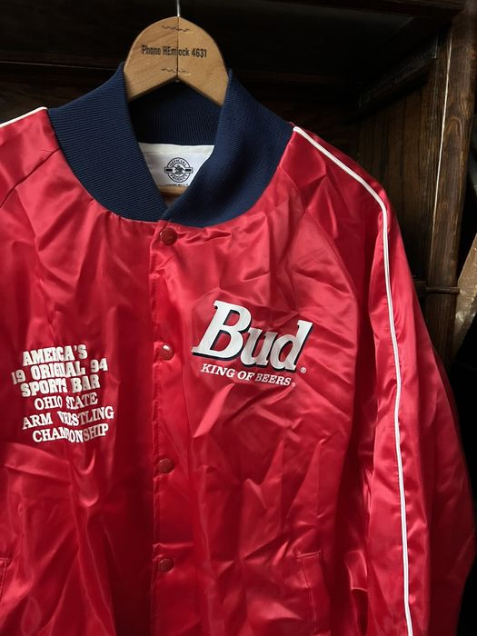 Vintage Mens XL Satin Jacket Ohio State Arm Wrestling 90s Logo VTG