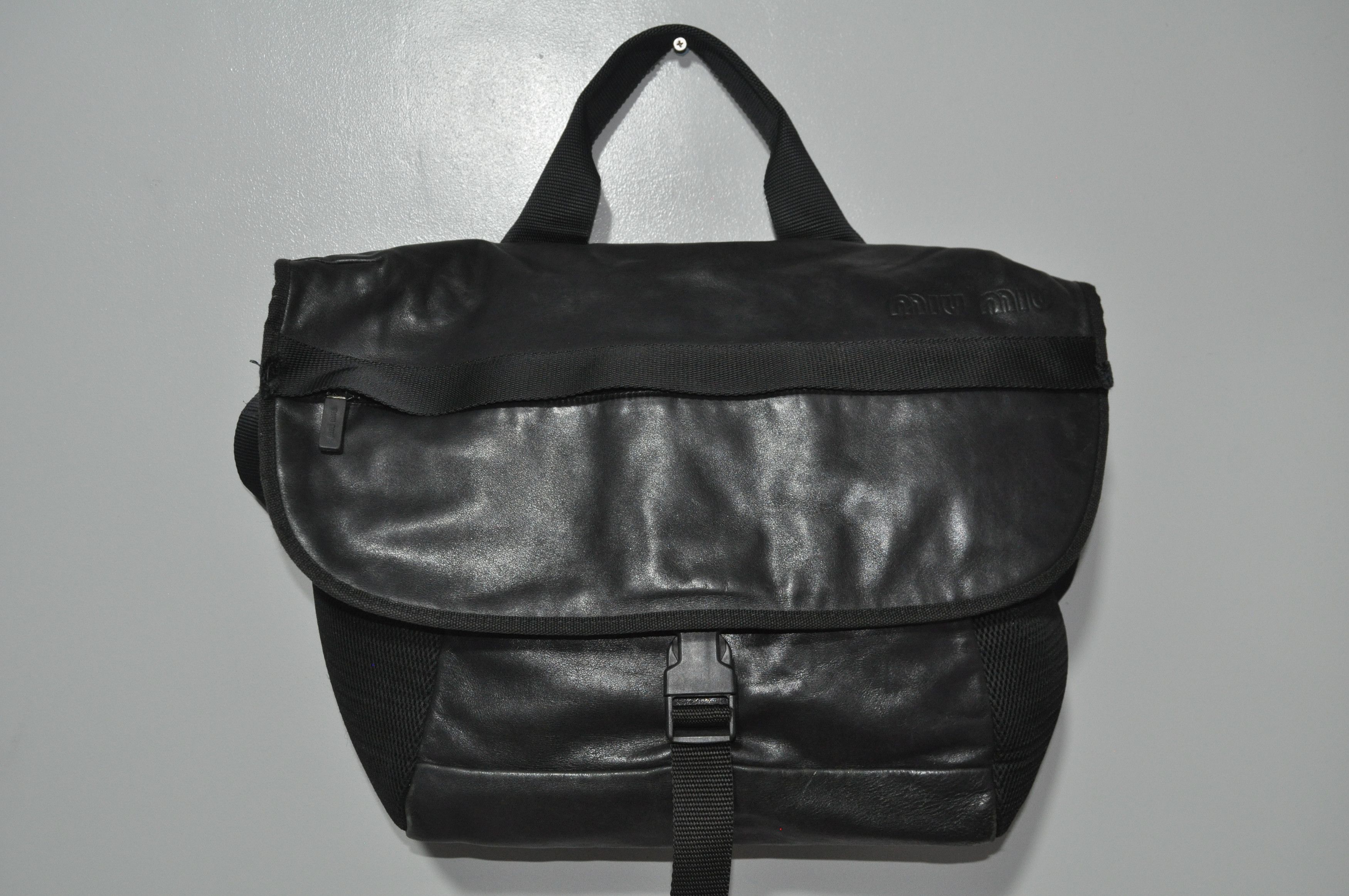 Miu Miu × Prada Miu Miu - F/W 99 - Mesh-Trim Leather Messenger Bag Size ONE SIZE - 1 Thumbnail