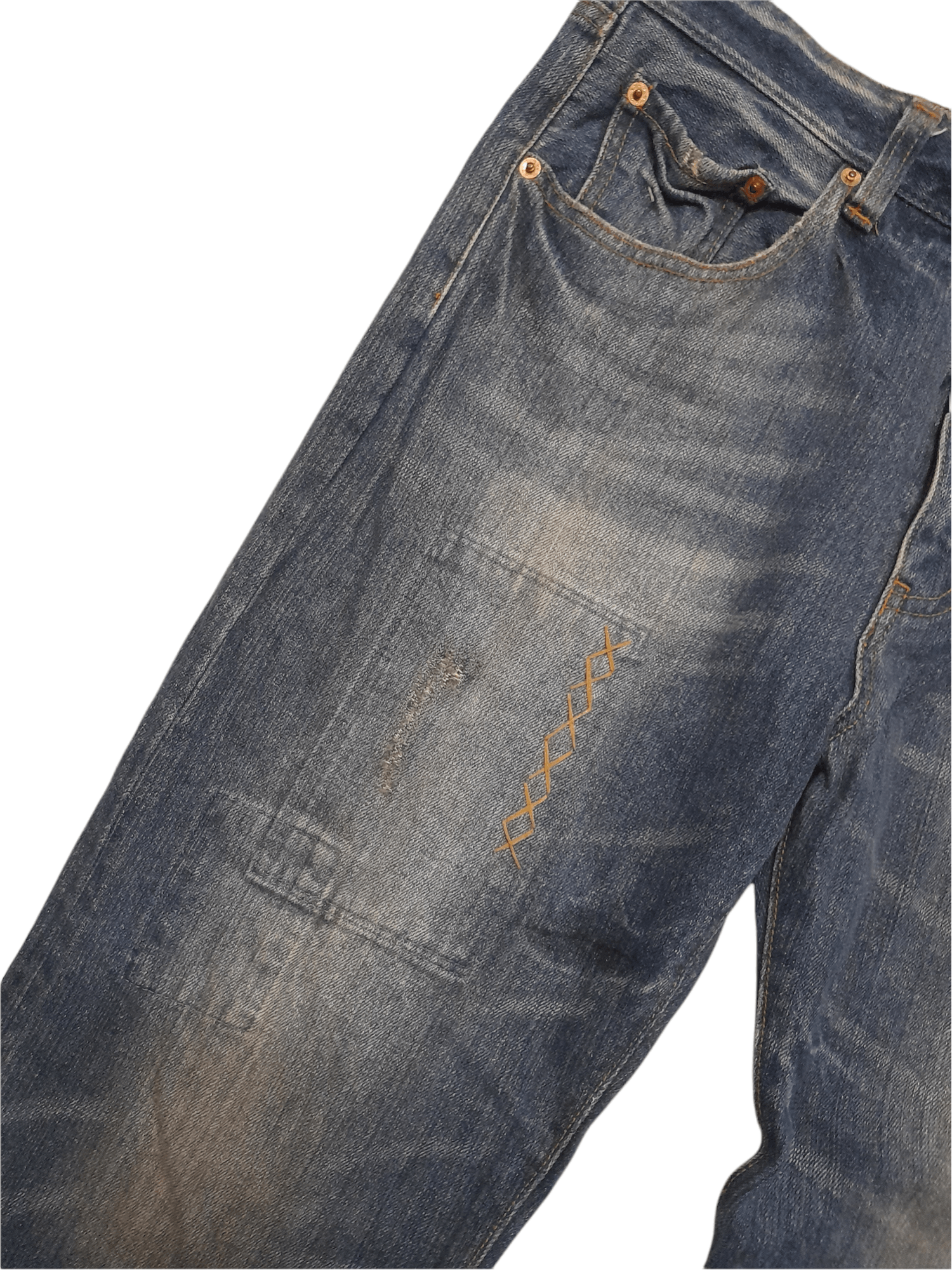 Japanese Brand Buden Japan Art Shashiko Denim Distressed (D693) W34 Size US 34 / EU 50 - 4 Thumbnail