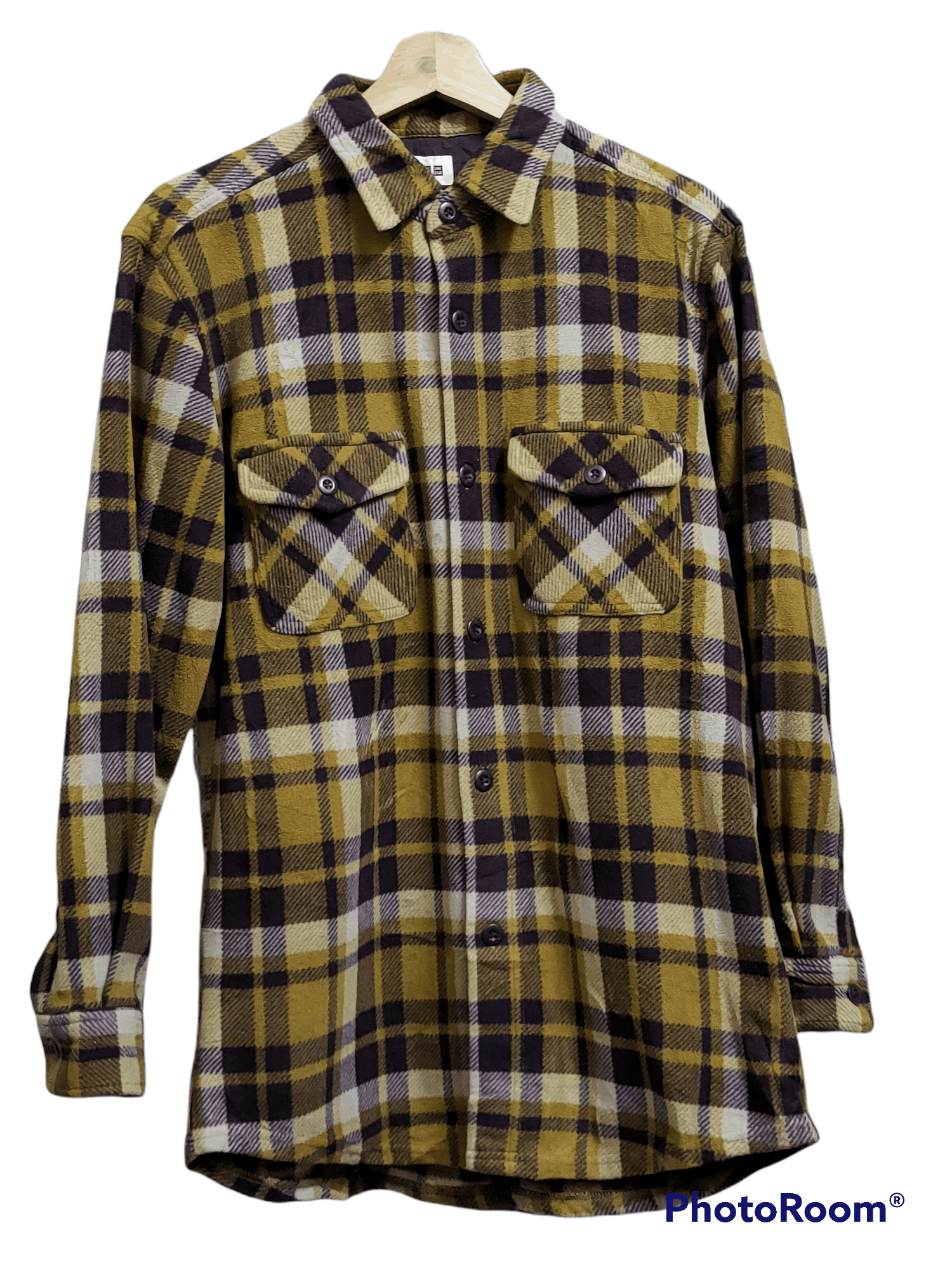 Uniqlo flannel soft wool button up pocket