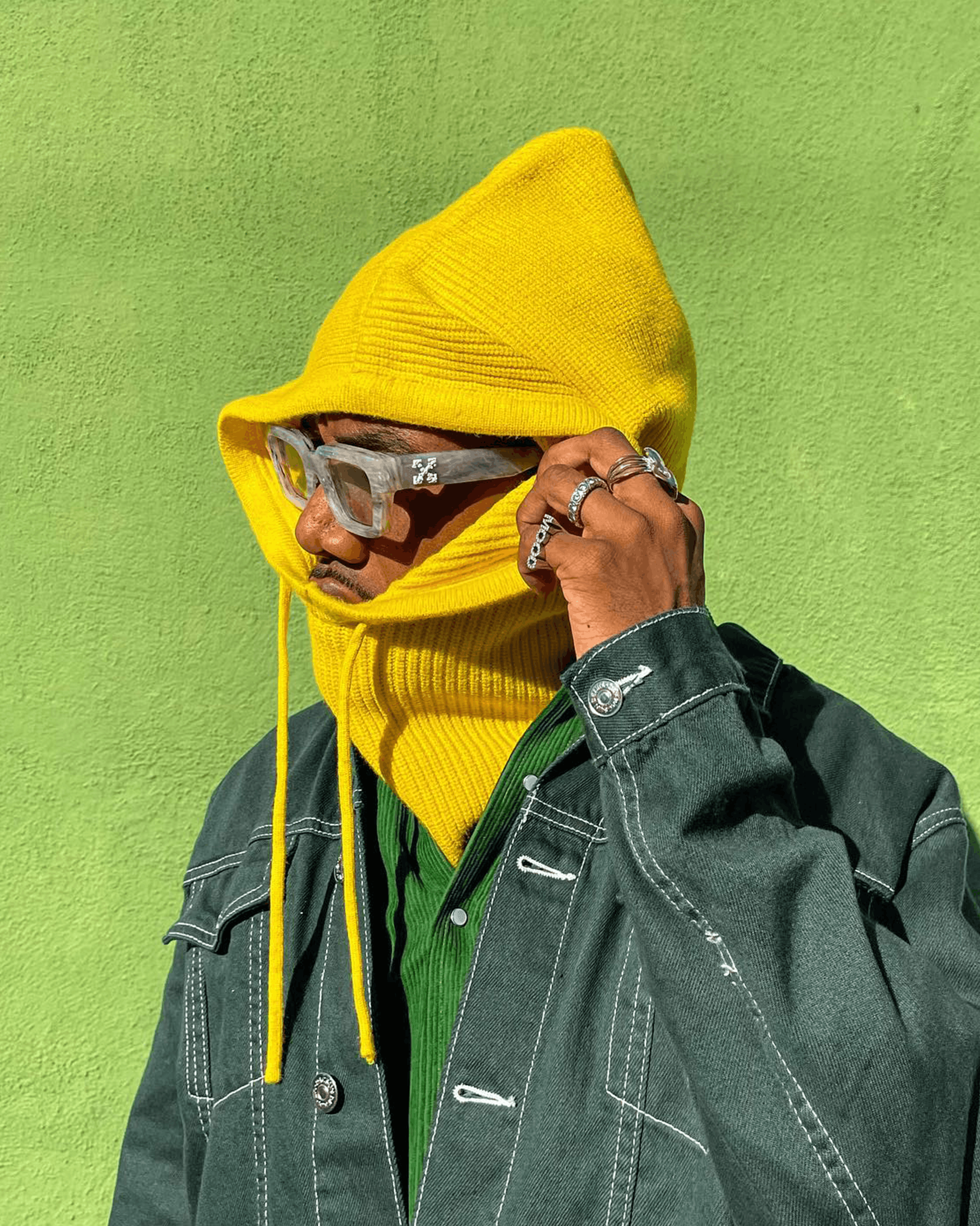 Other Rick Owens "Style" Balaclava Hood Scarf (Yellow) Size ONE SIZE - 2 Thumbnail