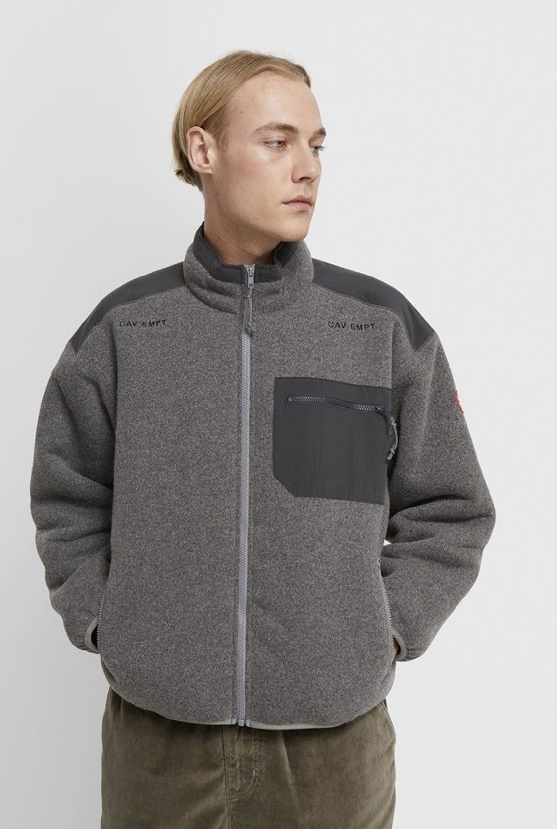 Cav Empt Grey Furry Back Fleece Zip Up | Grailed