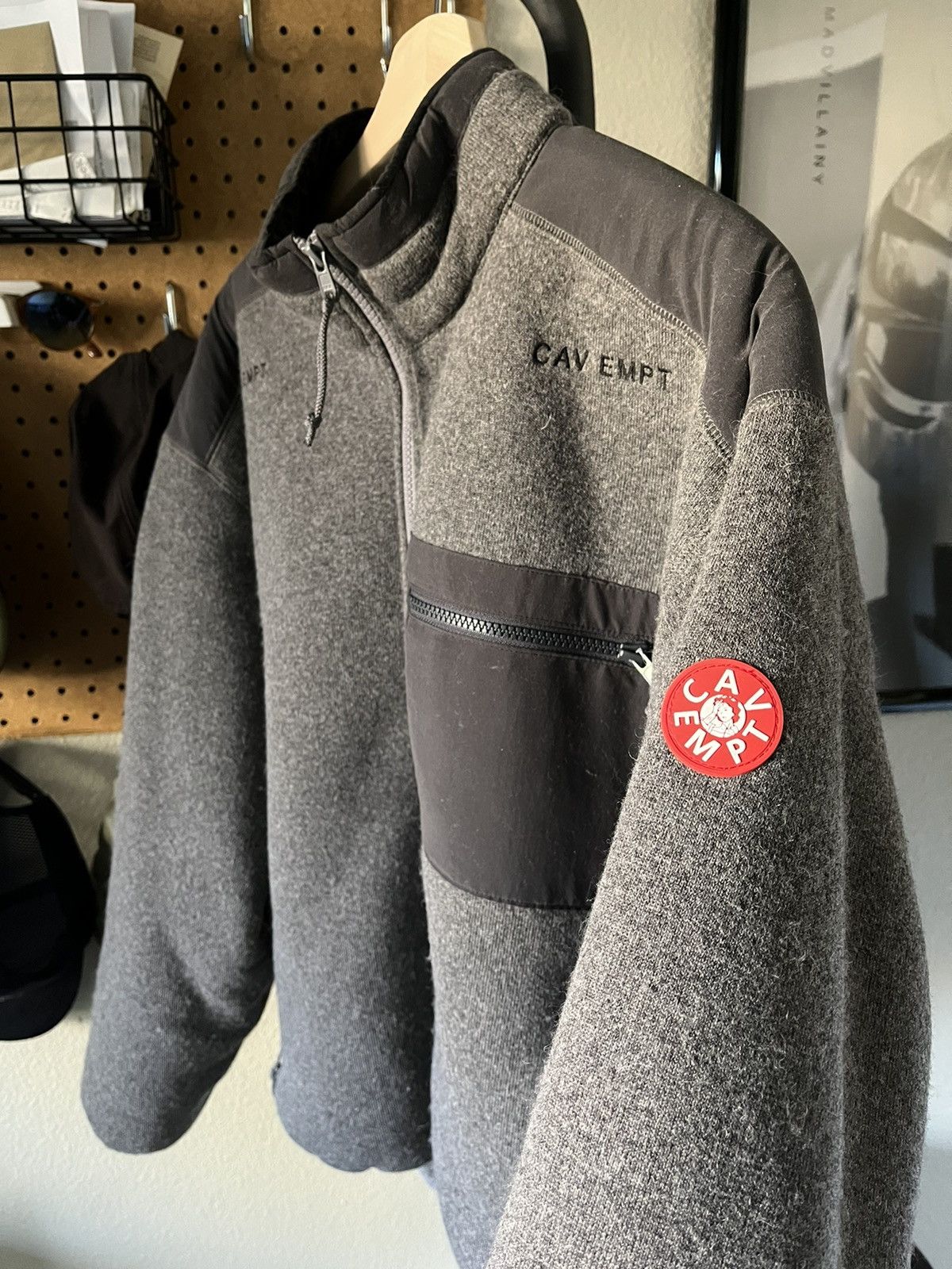 Cav Empt Grey Furry Back Fleece Zip Up | Grailed