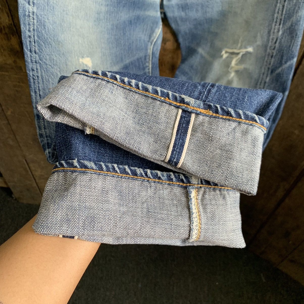 Full Count & Co. Osaka Full Count Selvedge Distressed Denim Jeans Size US 31 - 10 Thumbnail