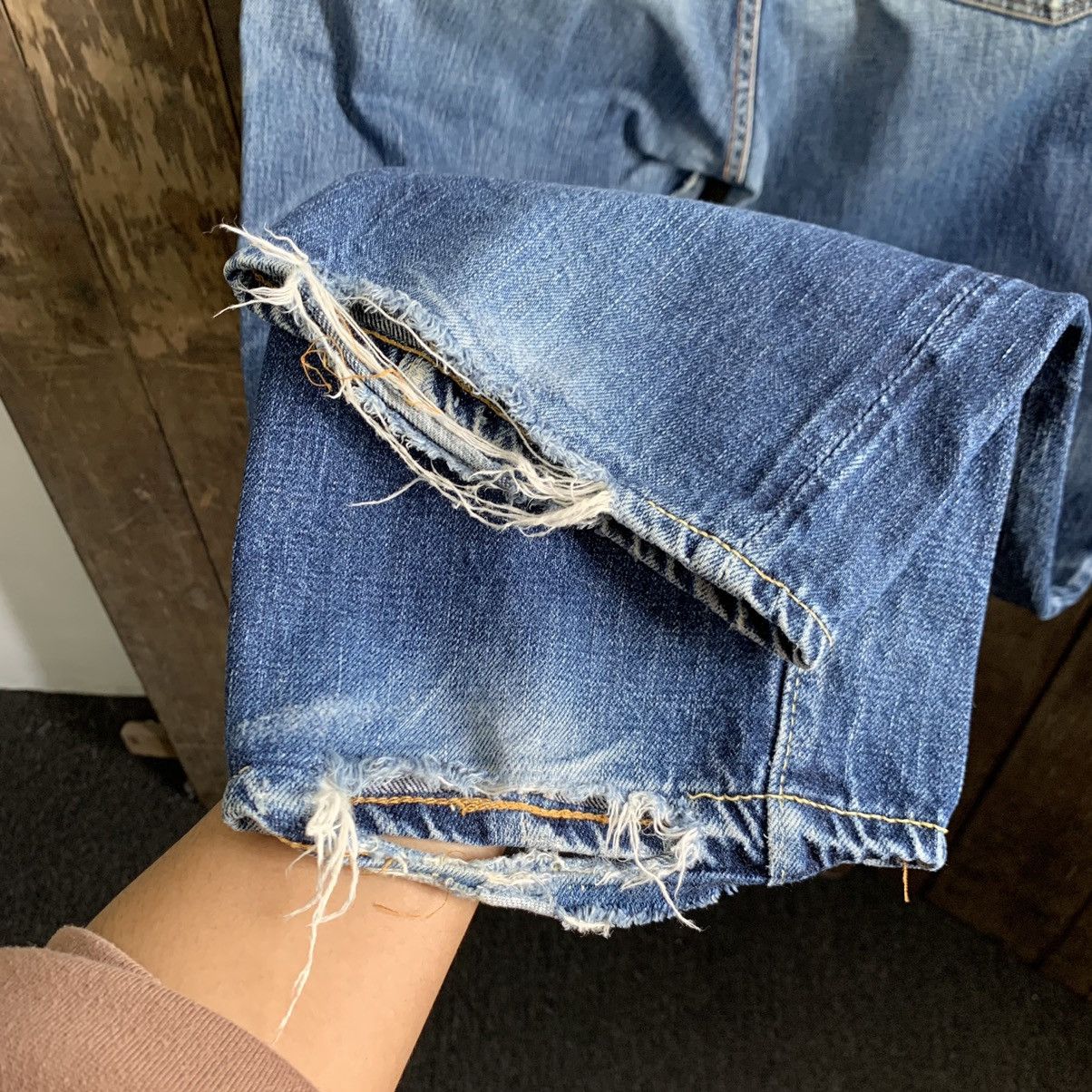 Full Count & Co. Osaka Full Count Selvedge Distressed Denim Jeans Size US 31 - 15 Thumbnail