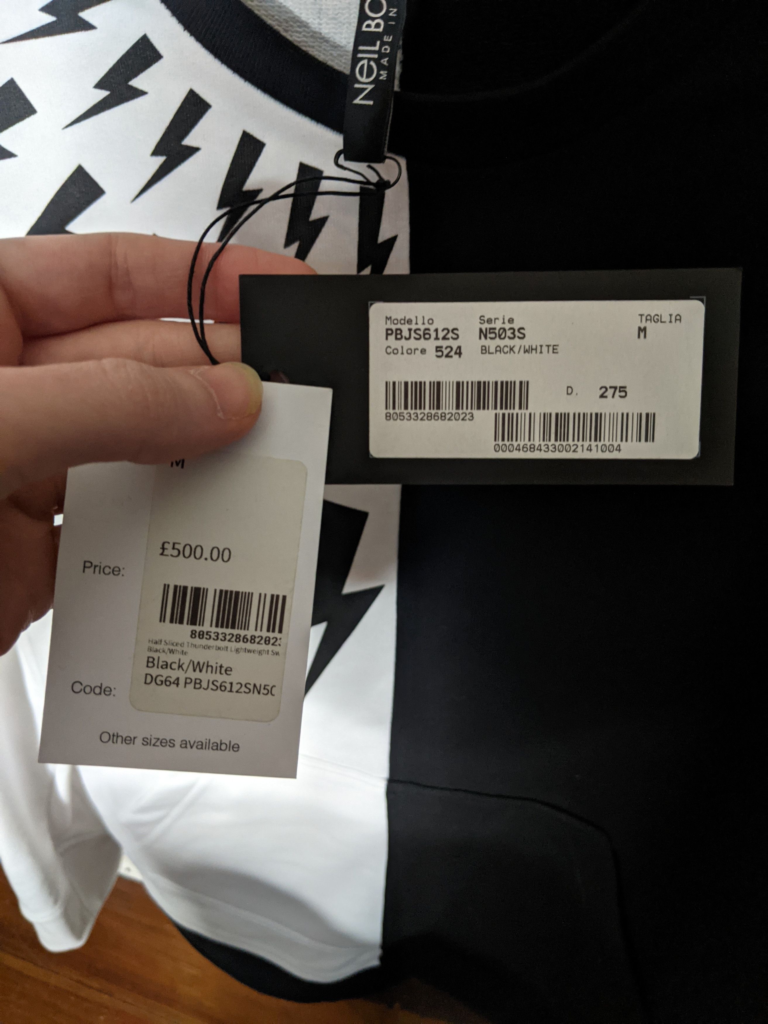 Neil Barrett Half & half b/w lightning sweatshirt NWT Size US M / EU 48-50 / 2 - 6 Thumbnail