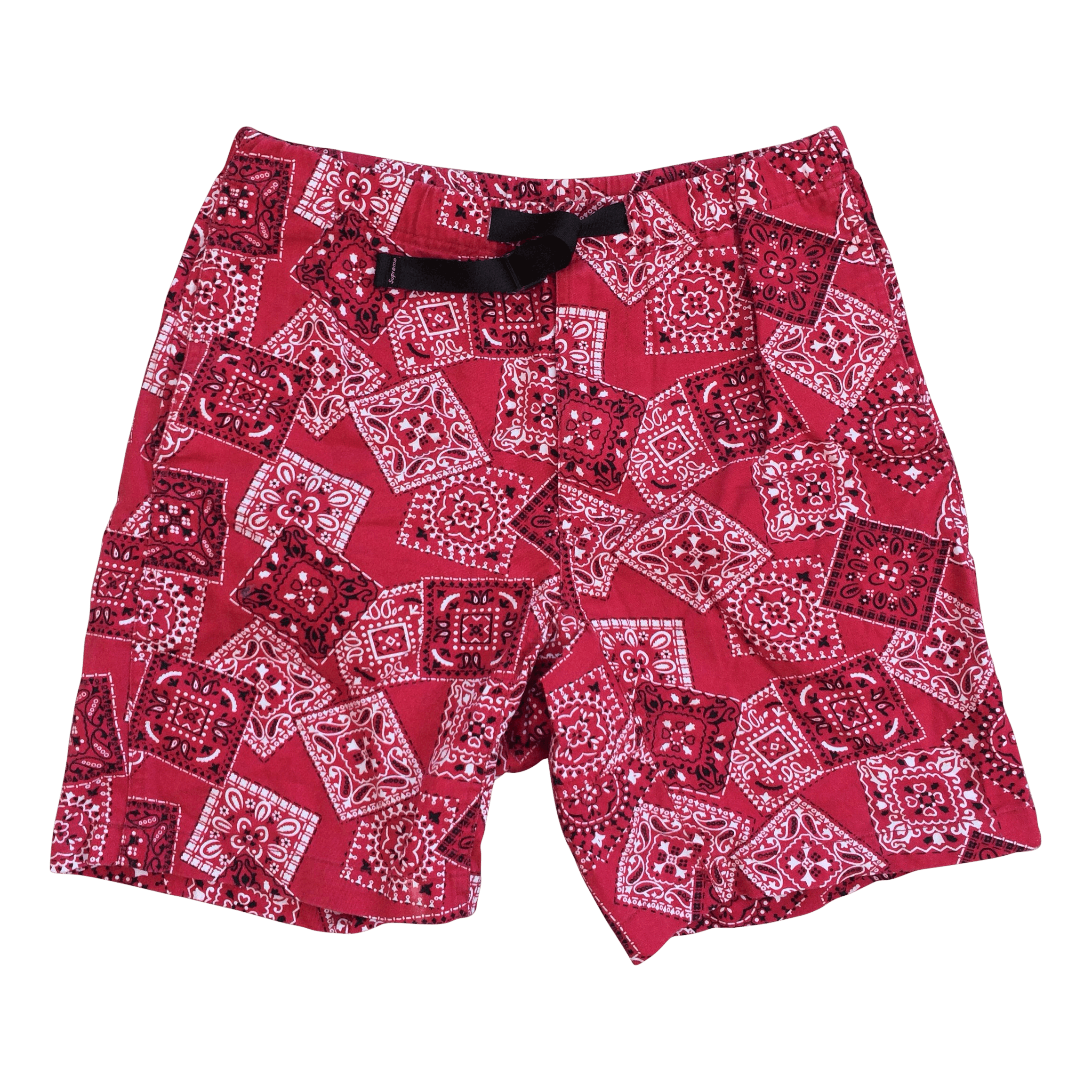 image of S/s 2015 Supreme Belted Bandana Shorts Size Small in Red, Men's