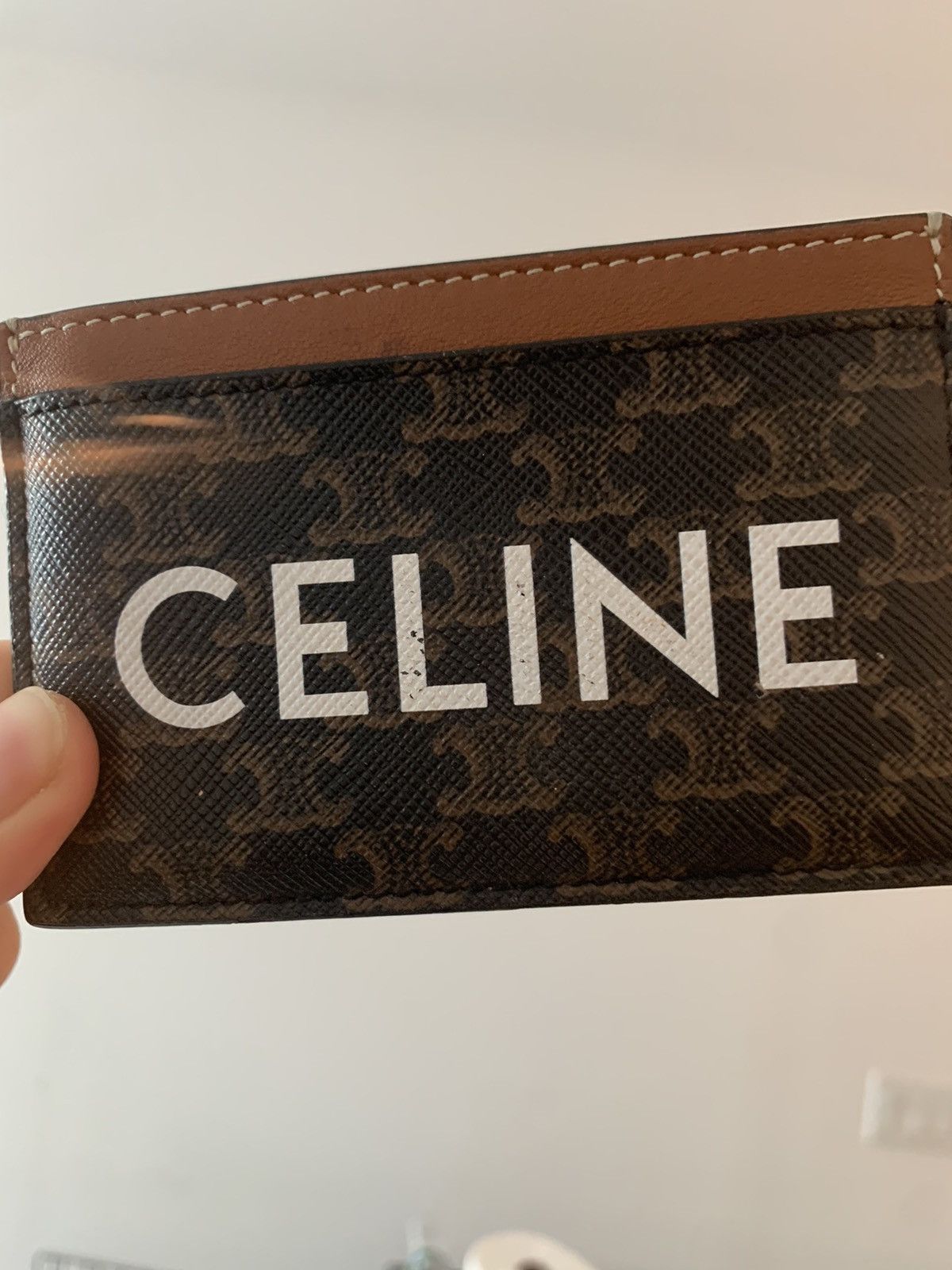 ☆☆CELINE☆☆ Celine Women's Triomphe Logo Print Card Walle CARD HOLDER IN TRIOMPHE CANVAS WITH CELINE PRINT - TAN | CELINE