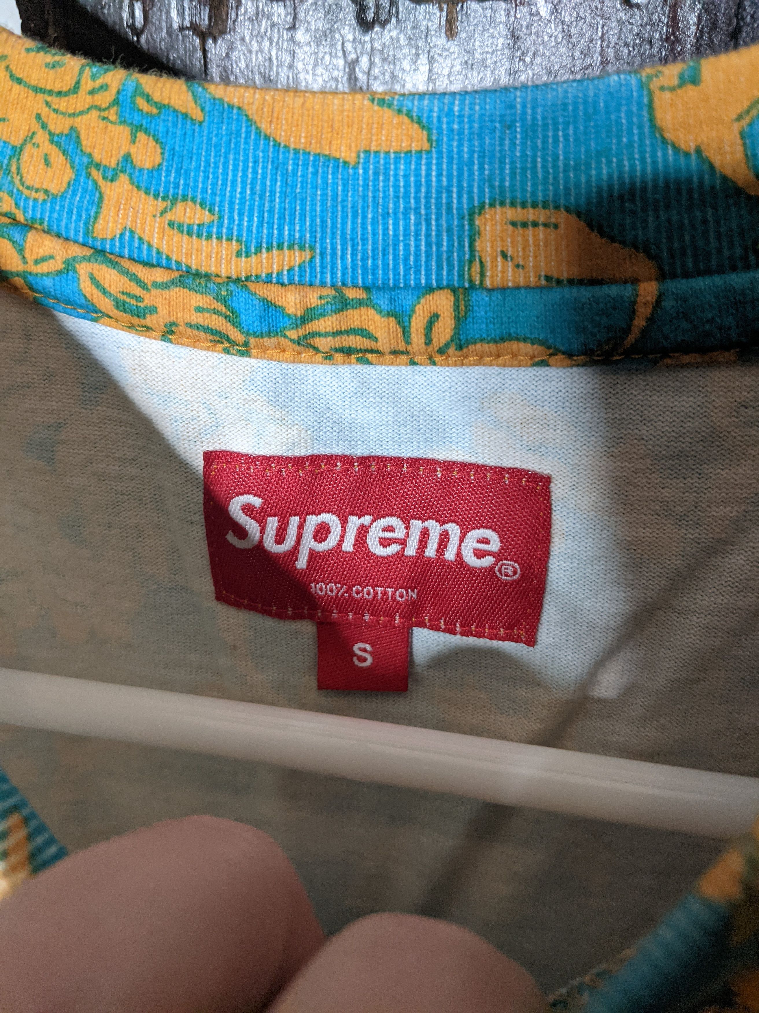 Turquoise floral box logo t-shirt