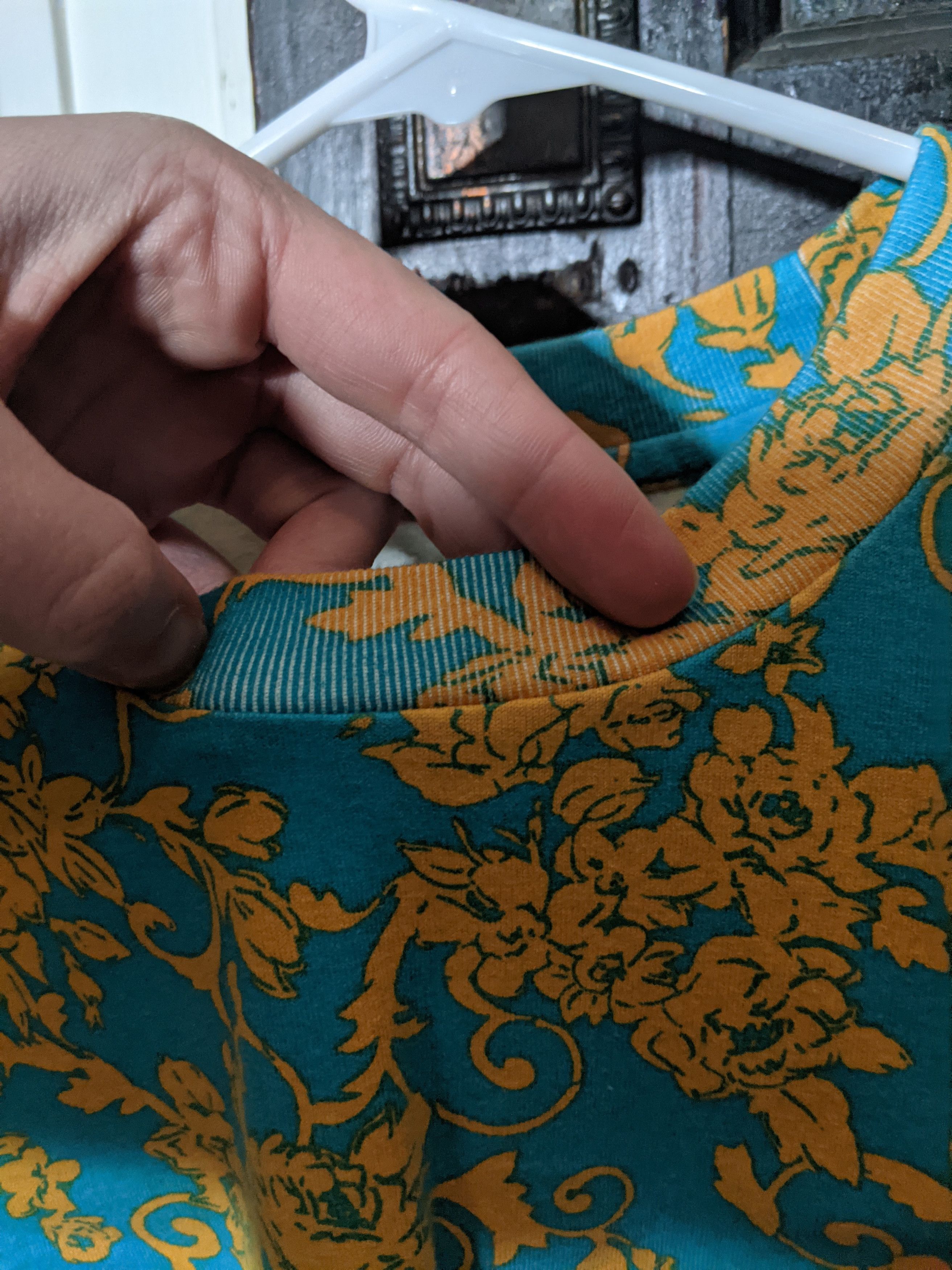 Turquoise floral box logo t-shirt