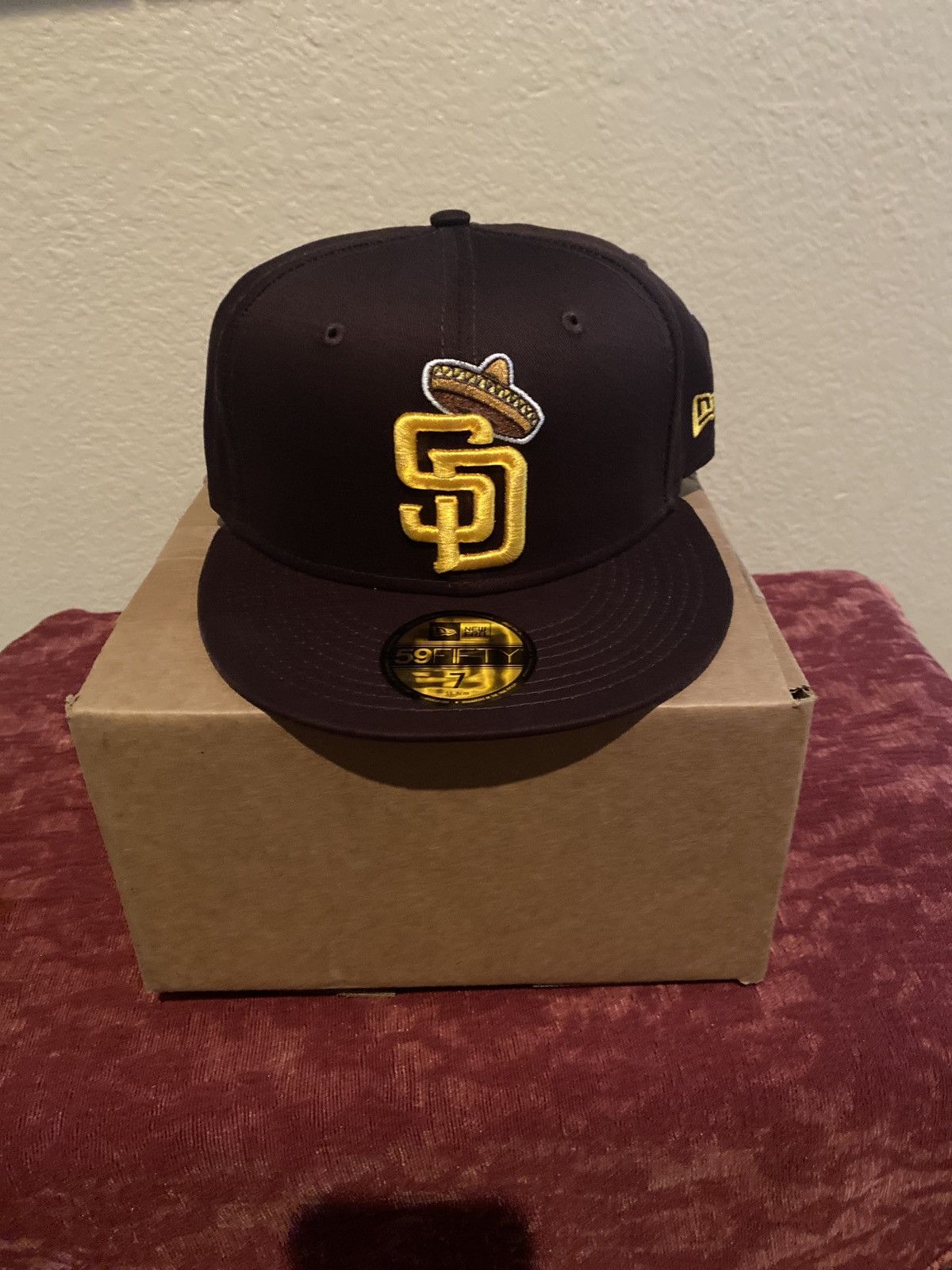 New Era 59FIFTY San Diego Padres Sombrero Burnt Wood Brown Gold Fitted Hat