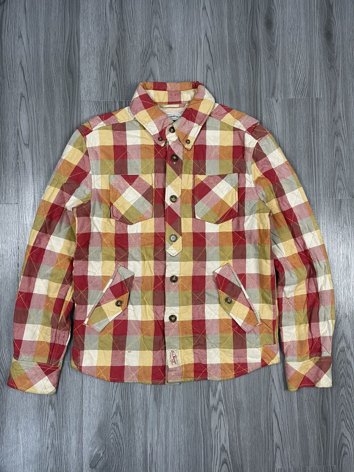 Levi’s multicolor plaid quilted stitching jacket