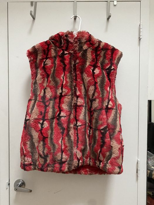 Supreme Supreme Faux Fur Hooded Vest Red | Grailed