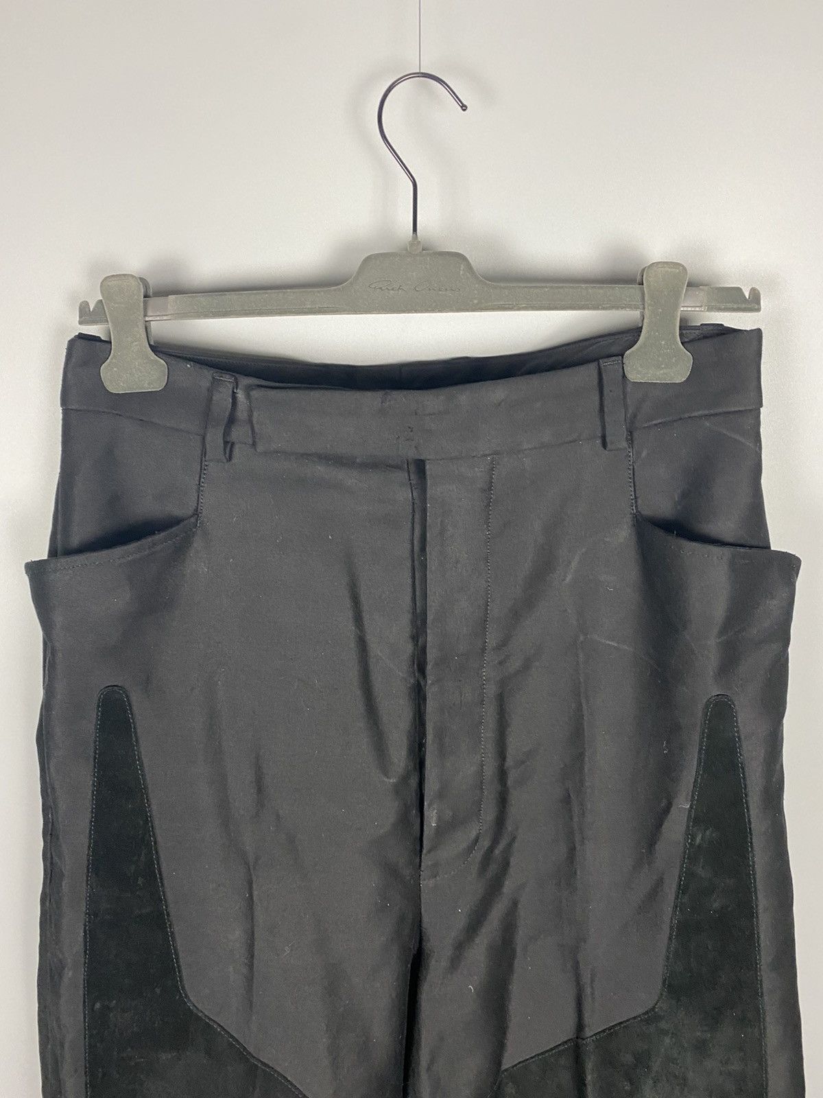 Rick Owens FW19 ‘LARRY’ Black/Black Suede Patch Larry Trousers Size US 36 / EU 52 - 2 Thumbnail