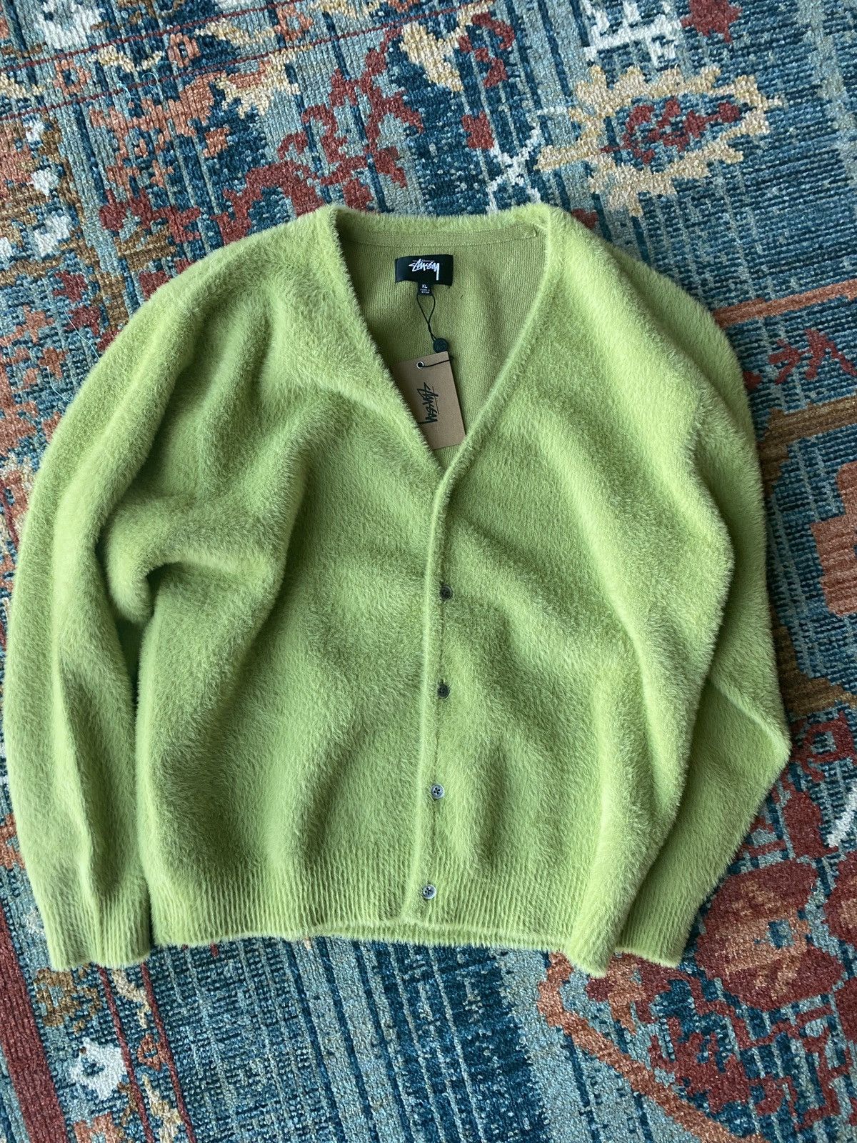 Stussy Stussy Shaggy Cardigan Lime | Grailed