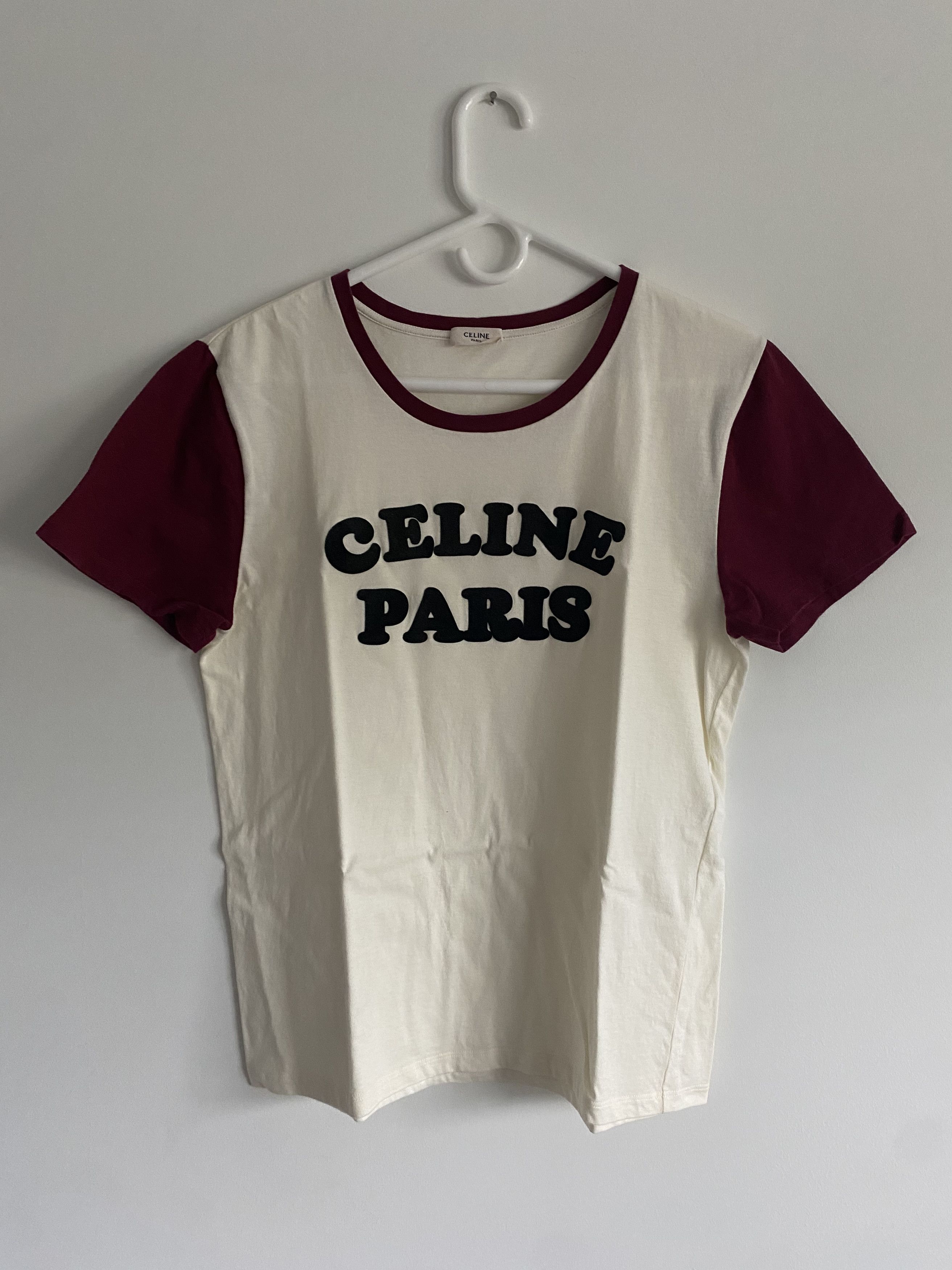 Celine Red Flocked Letters Tee | Grailed