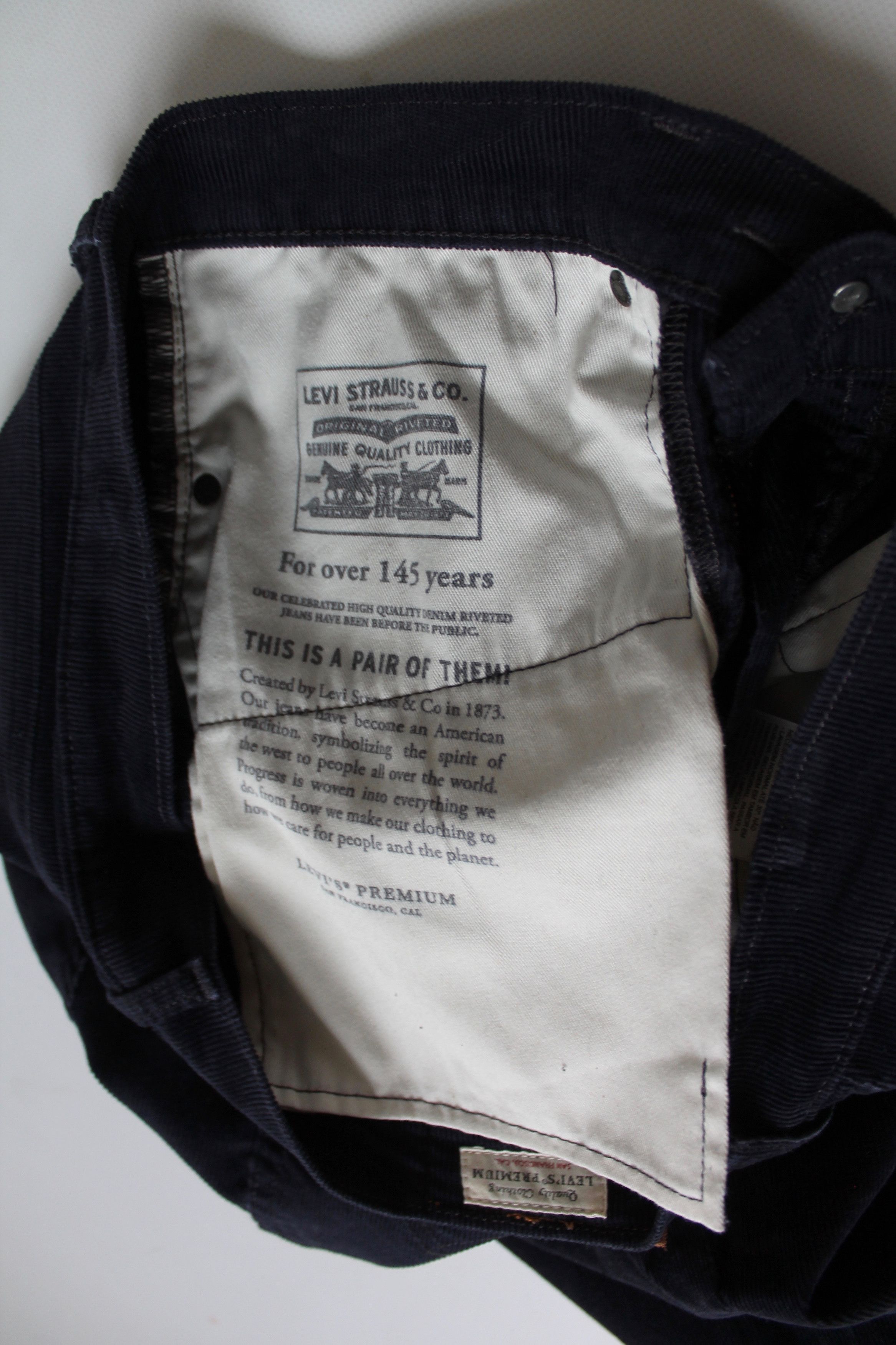 Levi's Levi's 514 Premium Corduroy Pants Navy Distressed Pants Size US 35 - 13 Thumbnail