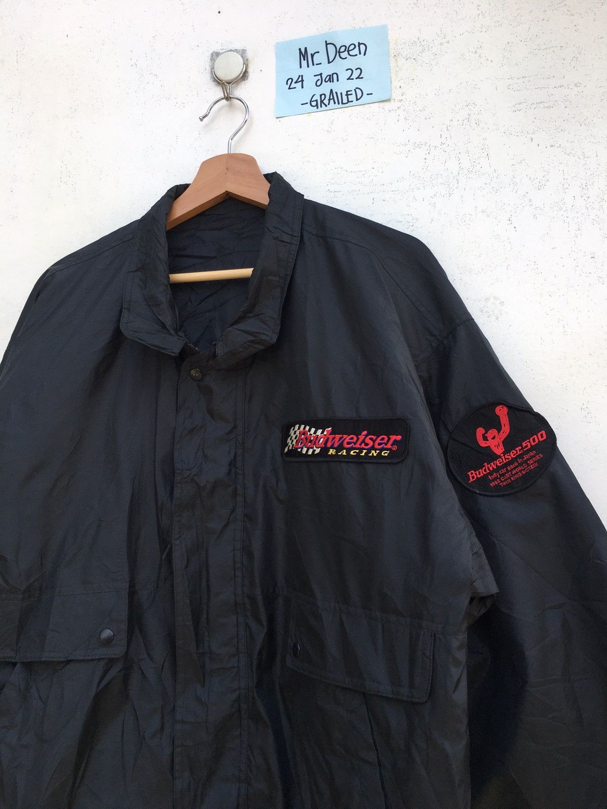 image of 98 Budweiser Indy Car Race Jacket in Black, Men's (Size Large)