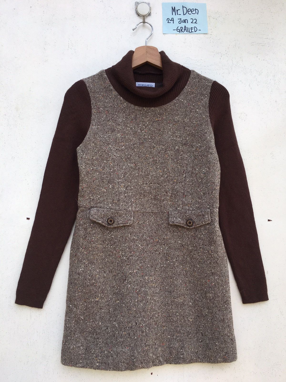 Burberry Vintage 90s Burberry High Neck Wool Blouse Size S / US 4 / IT 40 - 1 Thumbnail