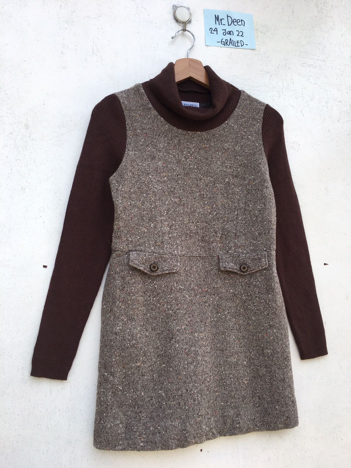 Burberry Vintage 90s Burberry High Neck Wool Blouse Size S / US 4 / IT 40 - 2 Thumbnail