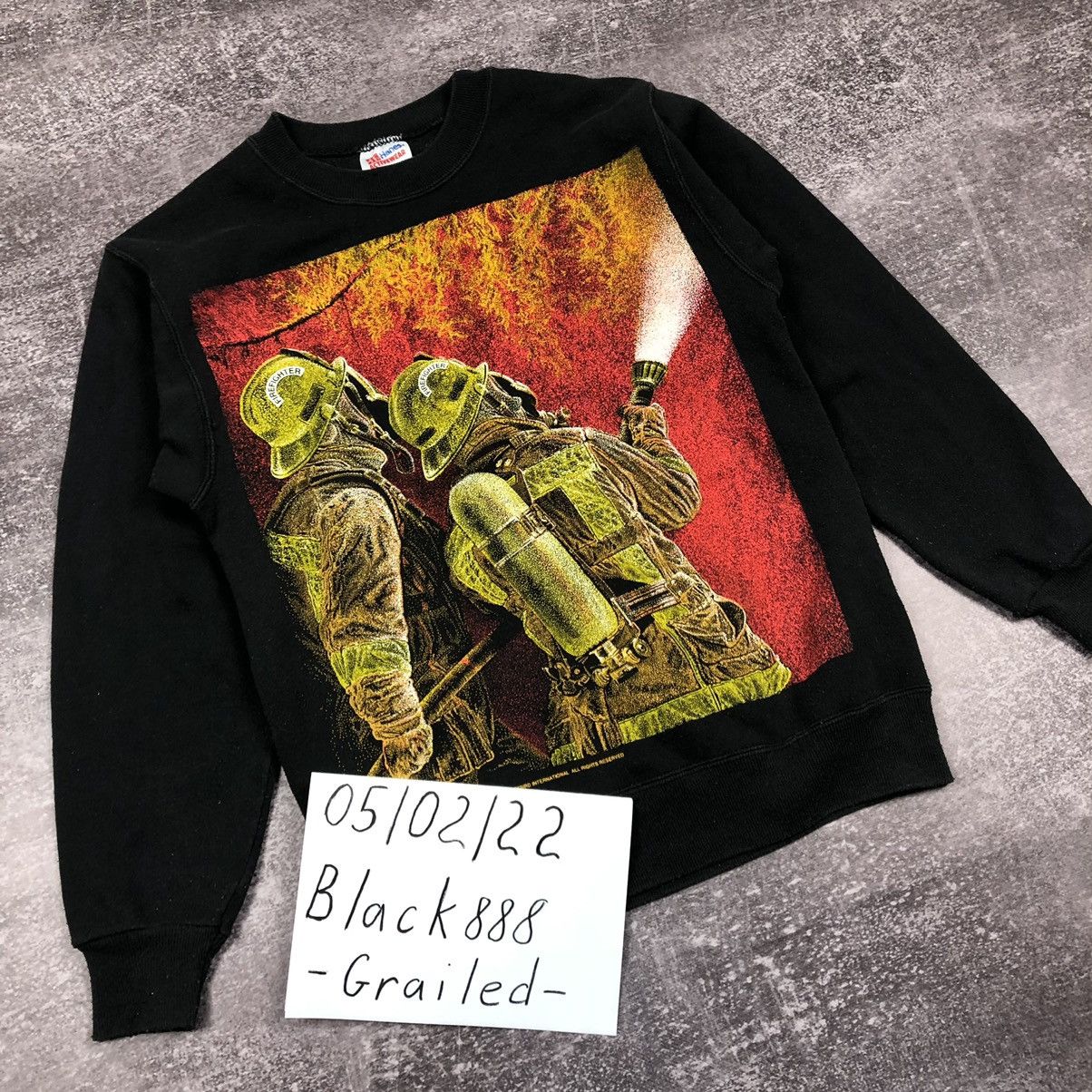 Hanes Vintage 90s Hanes Fire Fighters Blackbird International USA Size US S / EU 44-46 / 1 - 16 Thumbnail