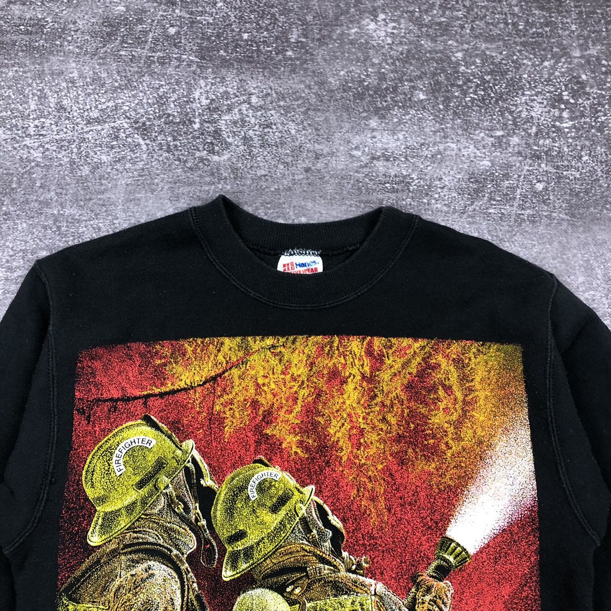 Hanes Vintage 90s Hanes Fire Fighters Blackbird International USA Size US S / EU 44-46 / 1 - 2 Thumbnail