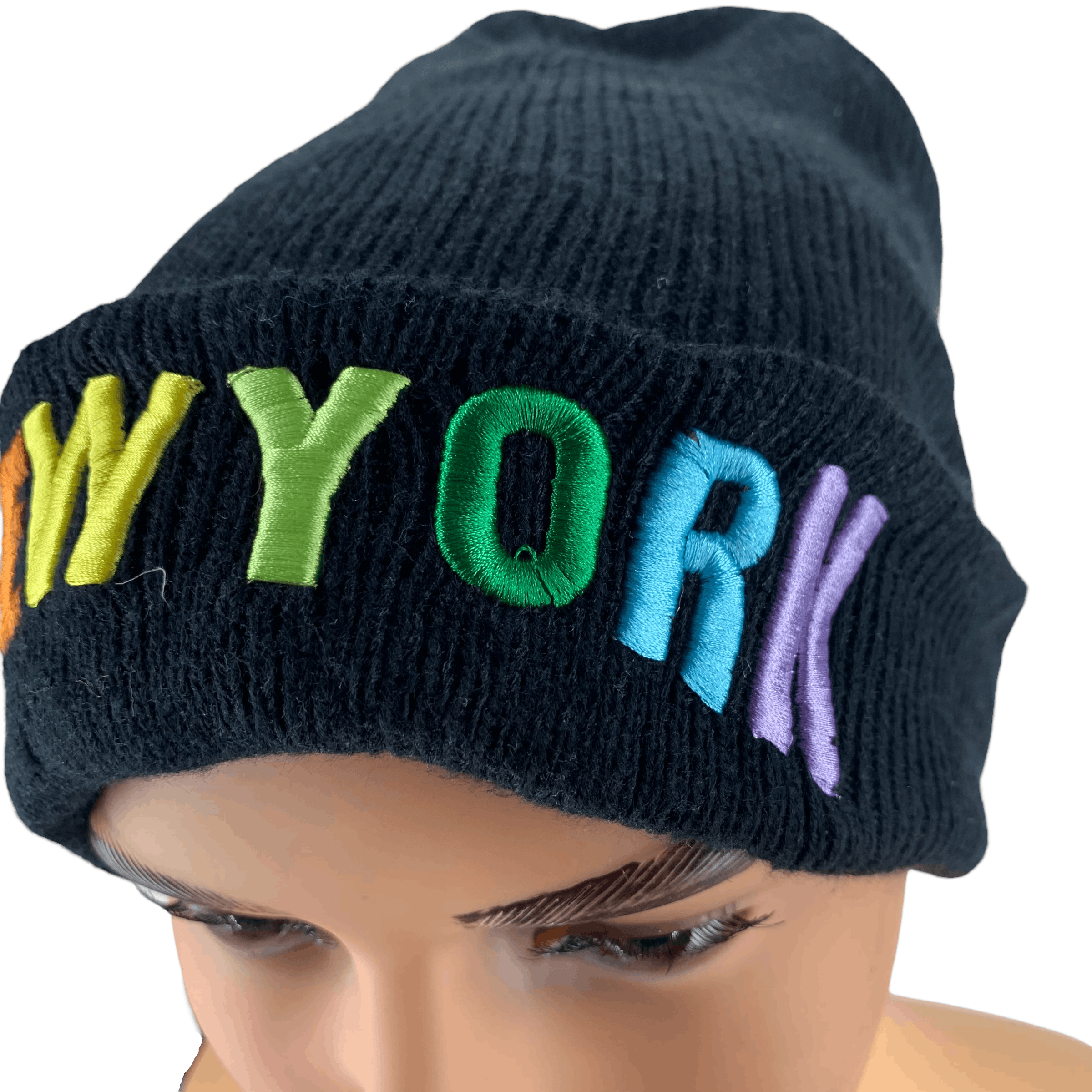 Other New York Colorful Embroidered Big Logo Beanie #38-B Size ONE SIZE - 3 Thumbnail