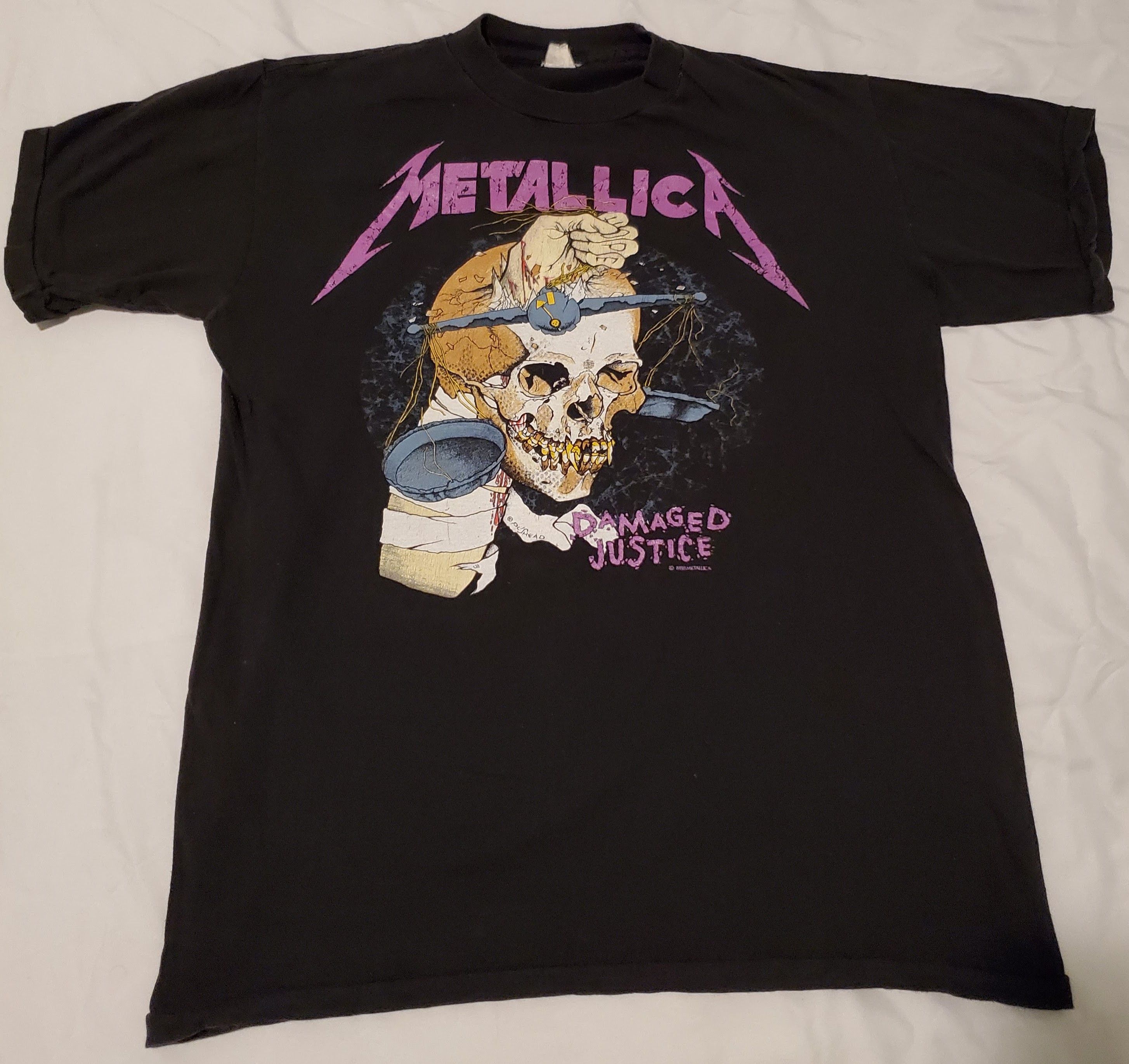 Vintage Metallica Summer 1988 Damaged Justice Tour T-shirt Pushead