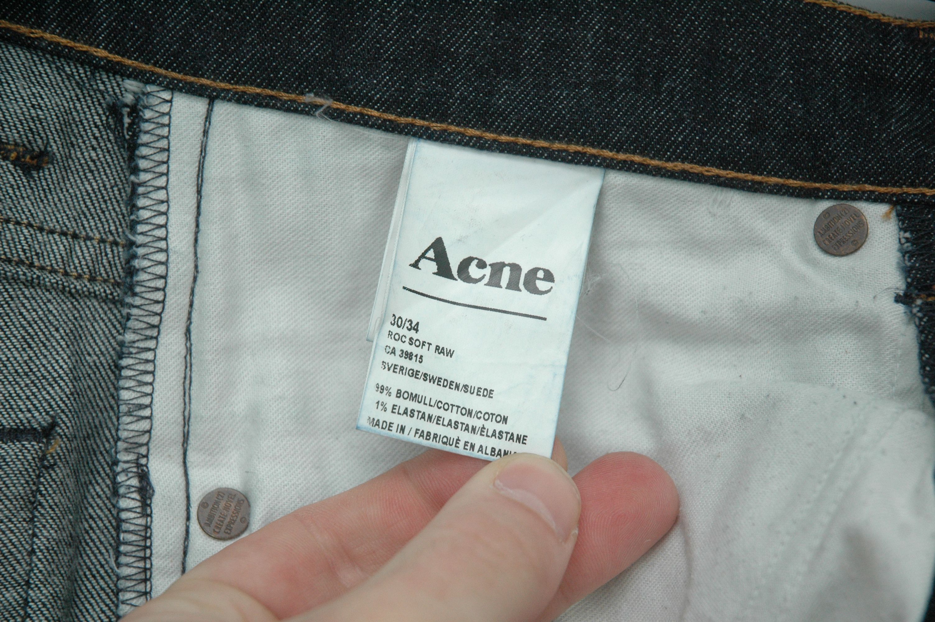 Acne Studios ACNE Roc Soft Raw Denim Jeans Leather Patch W30 L34 Size US 30 / EU 46 - 11 Thumbnail