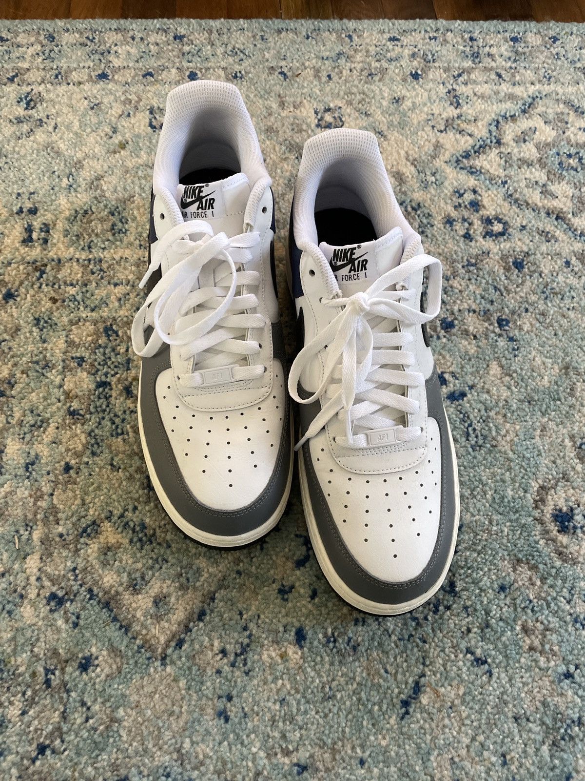 Nike Nike ID Air Force 1 grey and navy blue Size US 12 / EU 45 - 3 Thumbnail