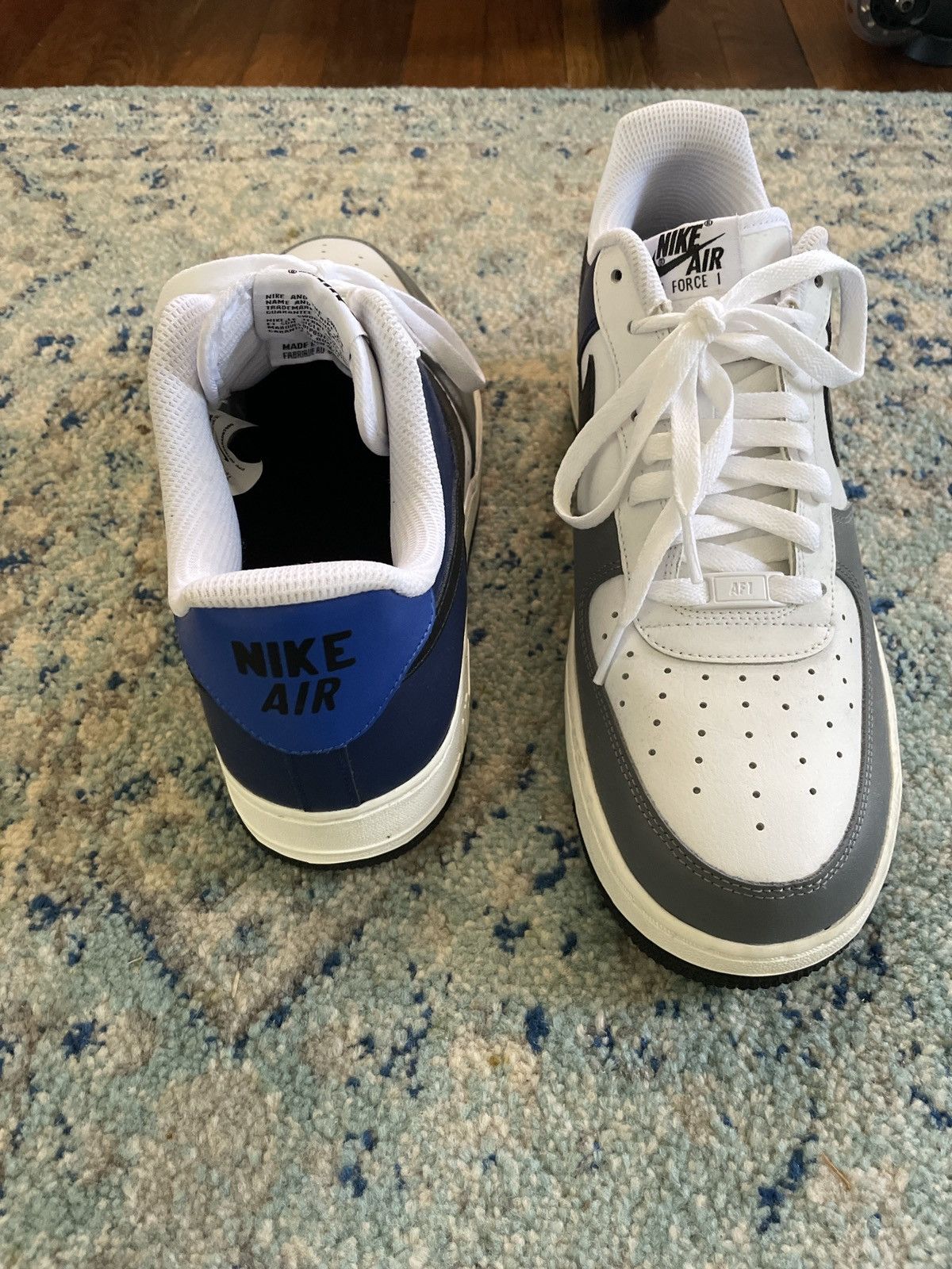 Nike Nike ID Air Force 1 grey and navy blue Size US 12 / EU 45 - 5 Thumbnail