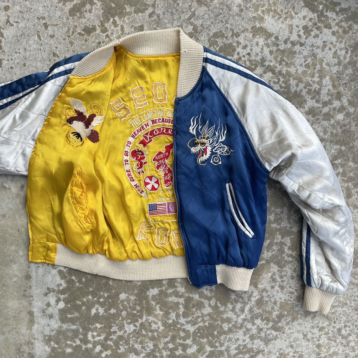 RARE Vintage Korean Souvenir Reversible Bomber Jacket