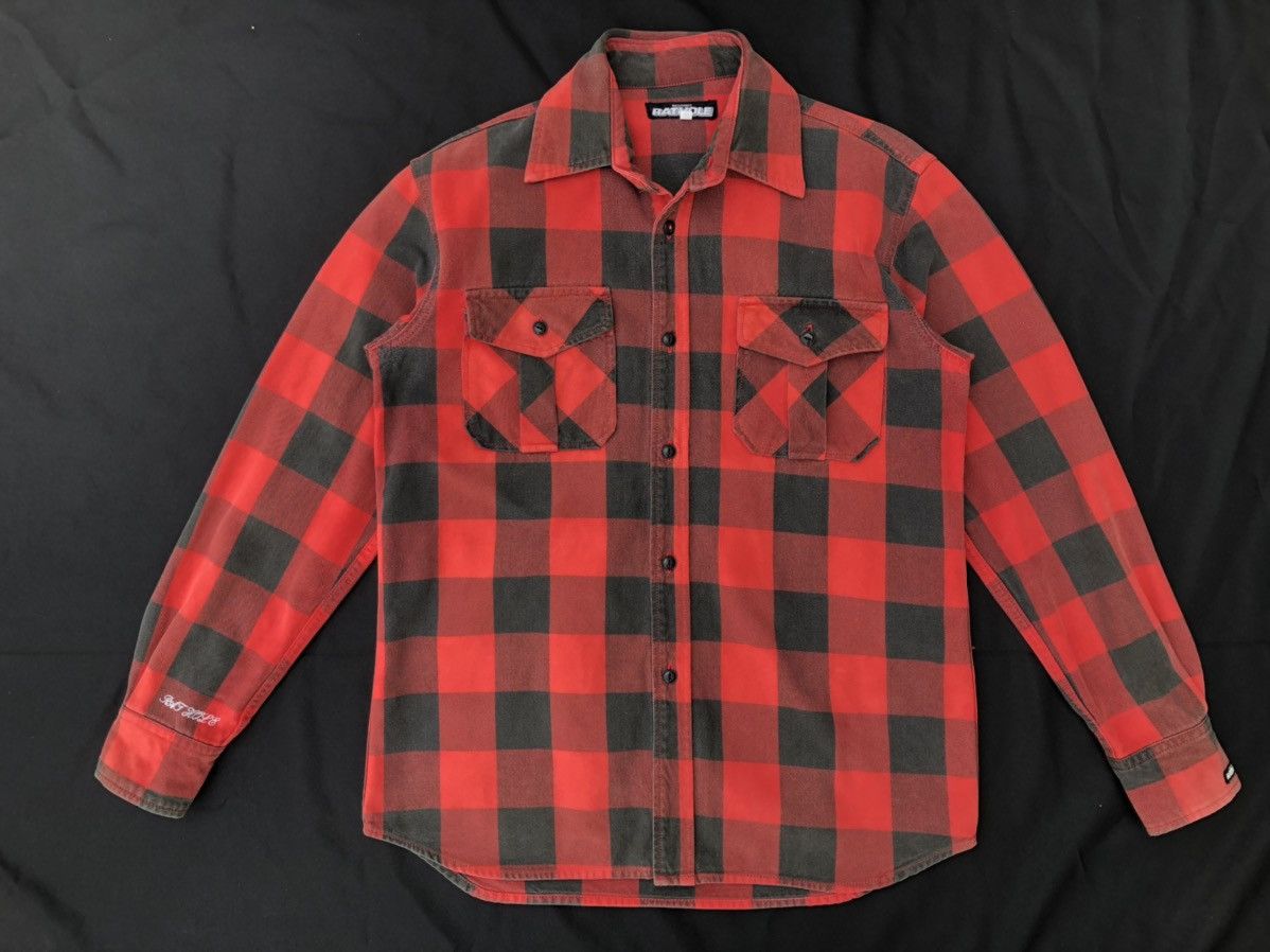 Vintage Vintage Rathole Japan Faded Buffalo Plaid Flannel Shirt Size US M / EU 48-50 / 2 - 1 Thumbnail