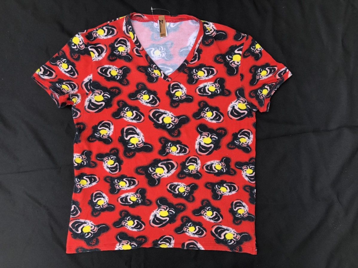 John Galliano Clowns Face Stretchable V Neck Shirt