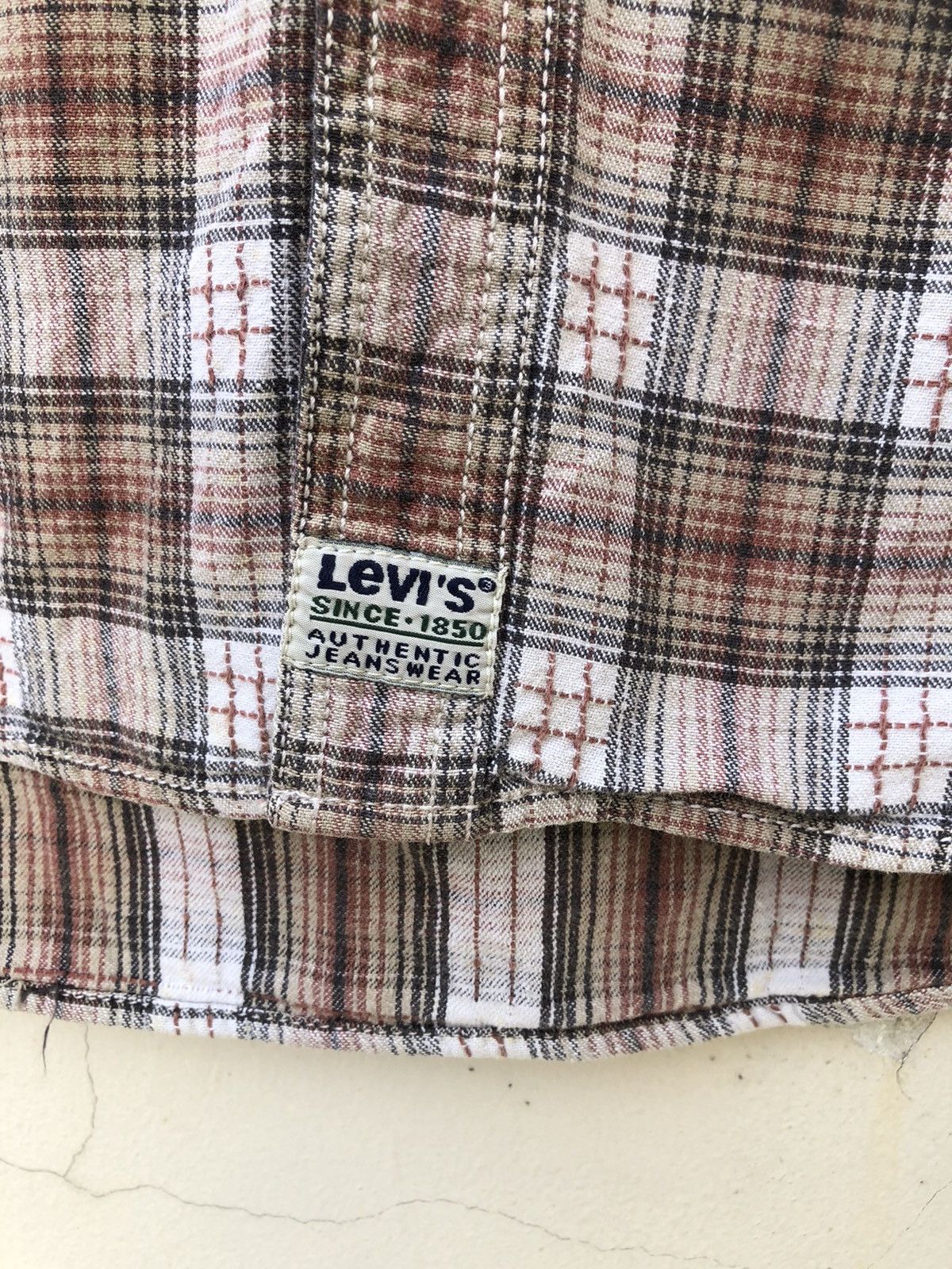 Levi's VTG 90s Levi’s Checks Short Sleeve Oversized Flannel Shirt Size US L / EU 52-54 / 3 - 9 Thumbnail