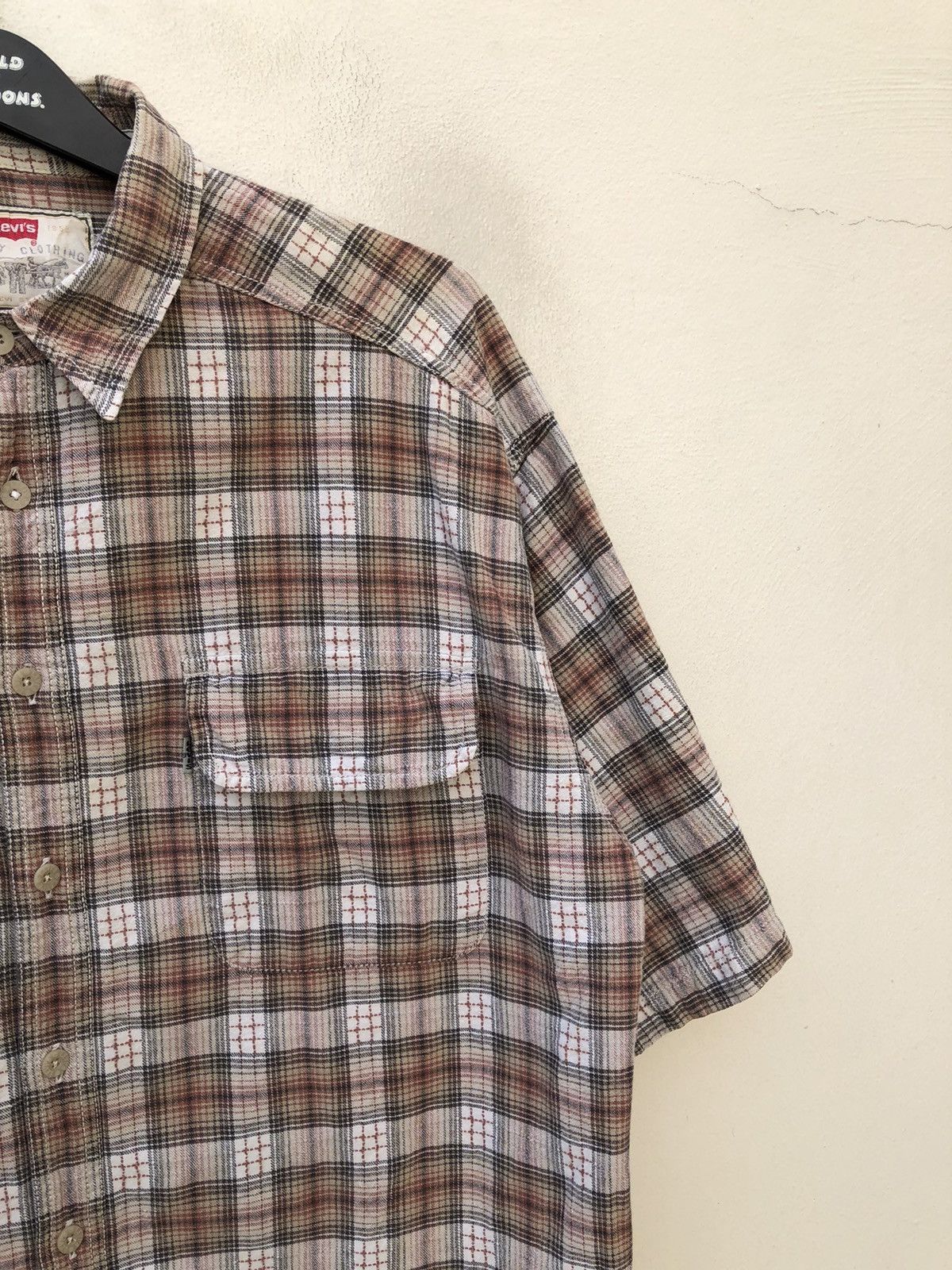Levi's VTG 90s Levi’s Checks Short Sleeve Oversized Flannel Shirt Size US L / EU 52-54 / 3 - 5 Thumbnail