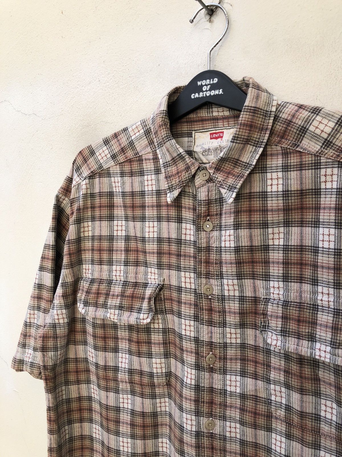 Levi's VTG 90s Levi’s Checks Short Sleeve Oversized Flannel Shirt Size US L / EU 52-54 / 3 - 10 Thumbnail