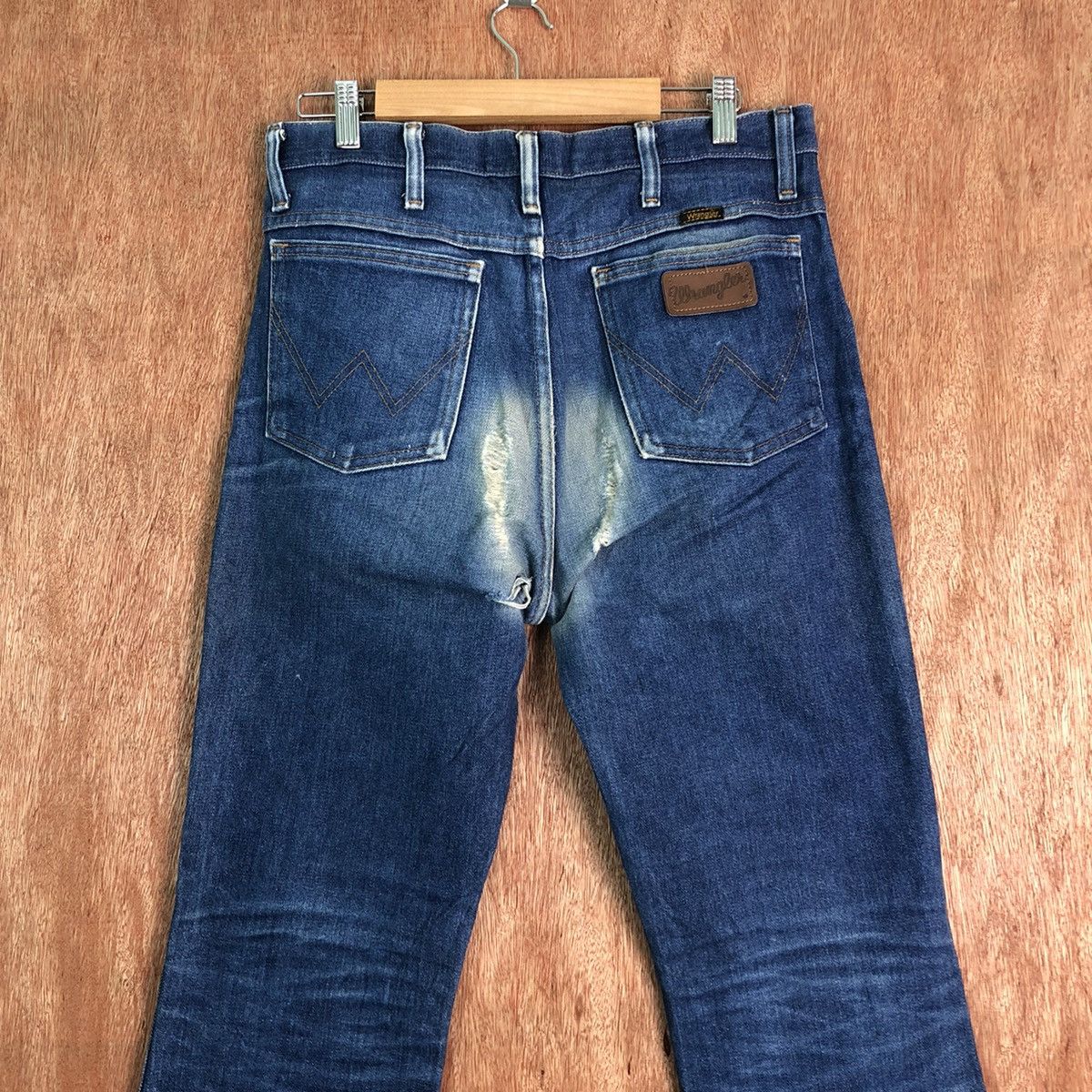Vintage DLL Wrangler Blue distressed Denim Jeans Pants #200 Size US 30 / EU 46 - 7 Thumbnail