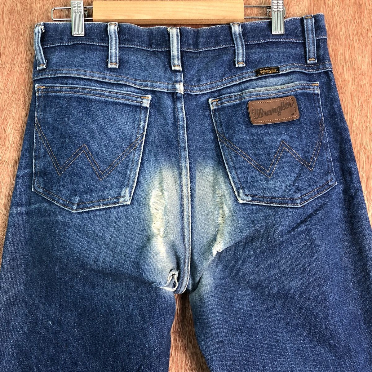 Vintage DLL Wrangler Blue distressed Denim Jeans Pants #200 Size US 30 / EU 46 - 9 Thumbnail