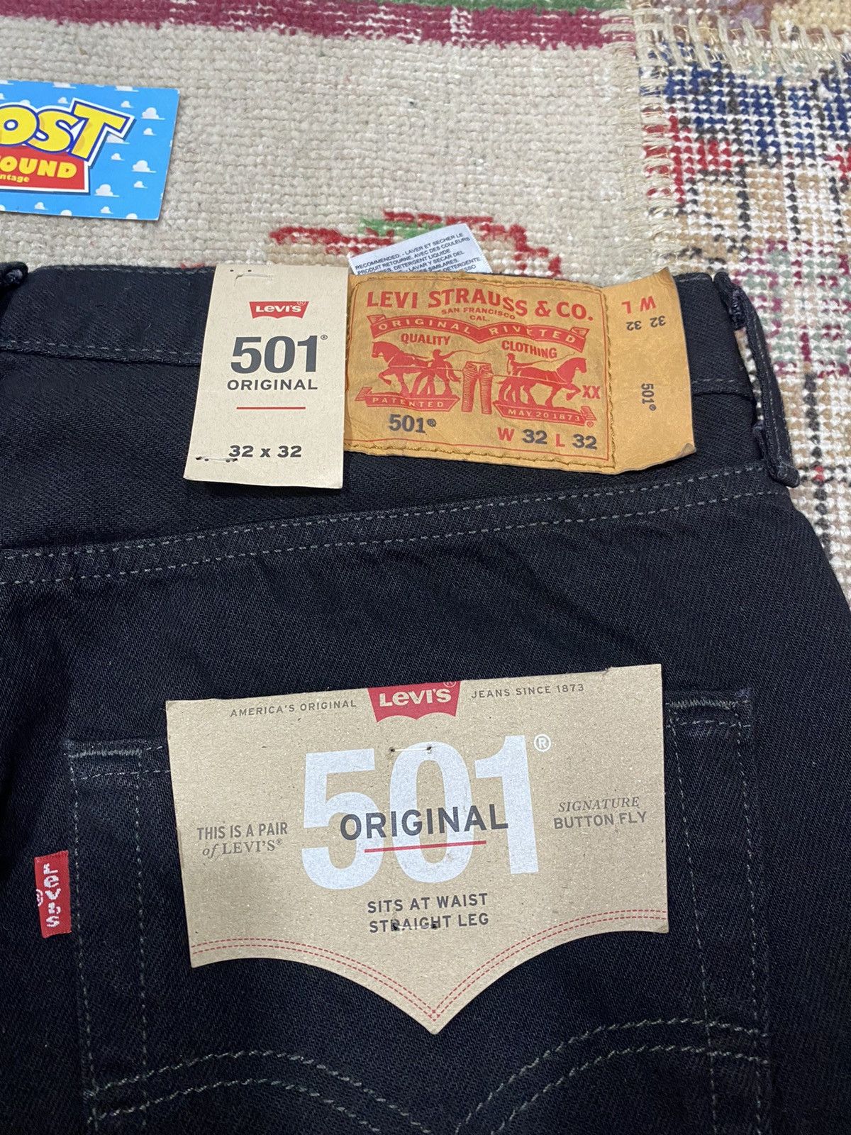 Warren Lotas Warren Lotas Levis 501 Logo Barbed Wire Black Denim Jeans Size US 32 / EU 48 - 8 Thumbnail