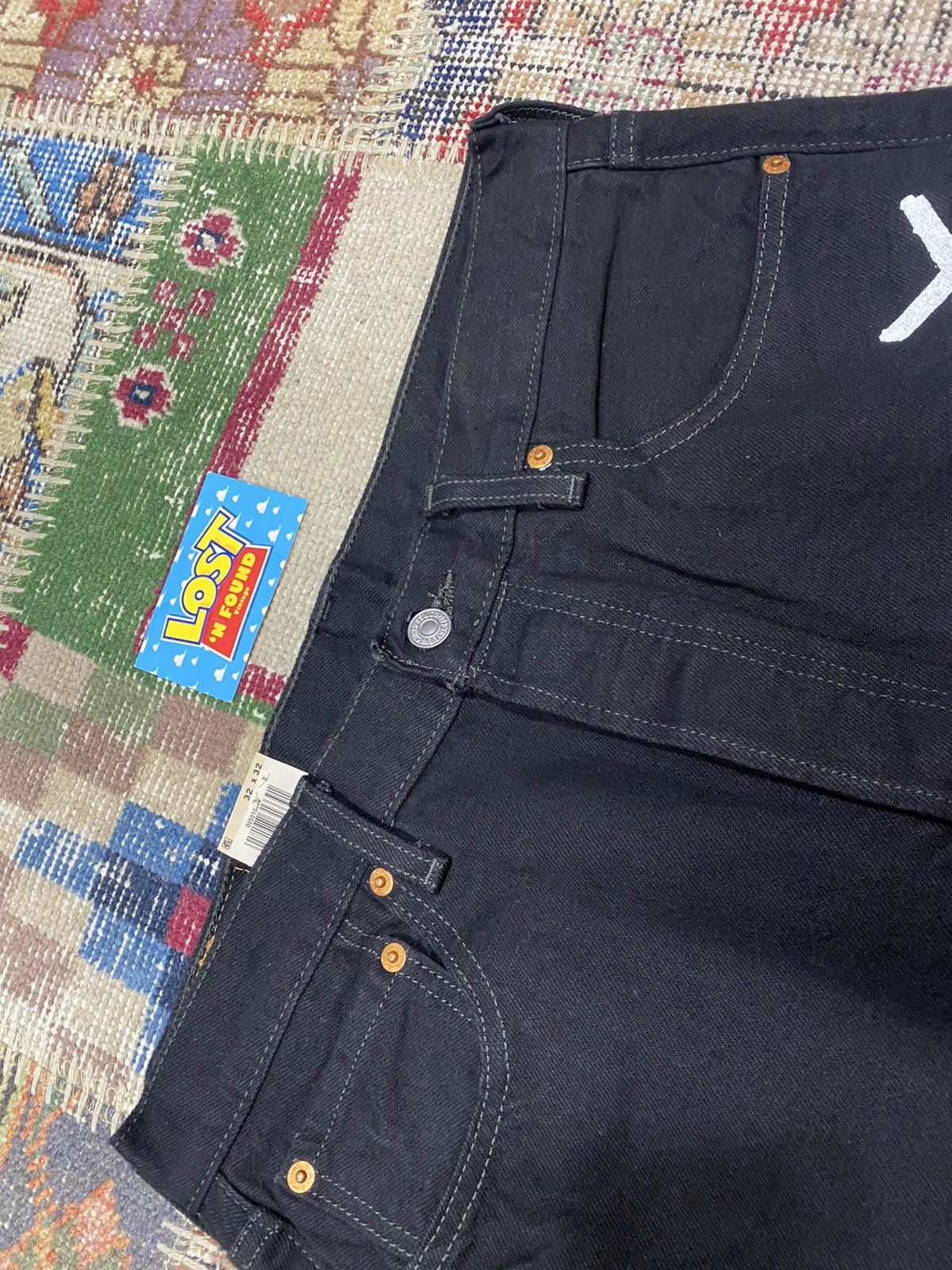Warren Lotas Warren Lotas Levis 501 Logo Barbed Wire Black Denim Jeans Size US 32 / EU 48 - 4 Thumbnail