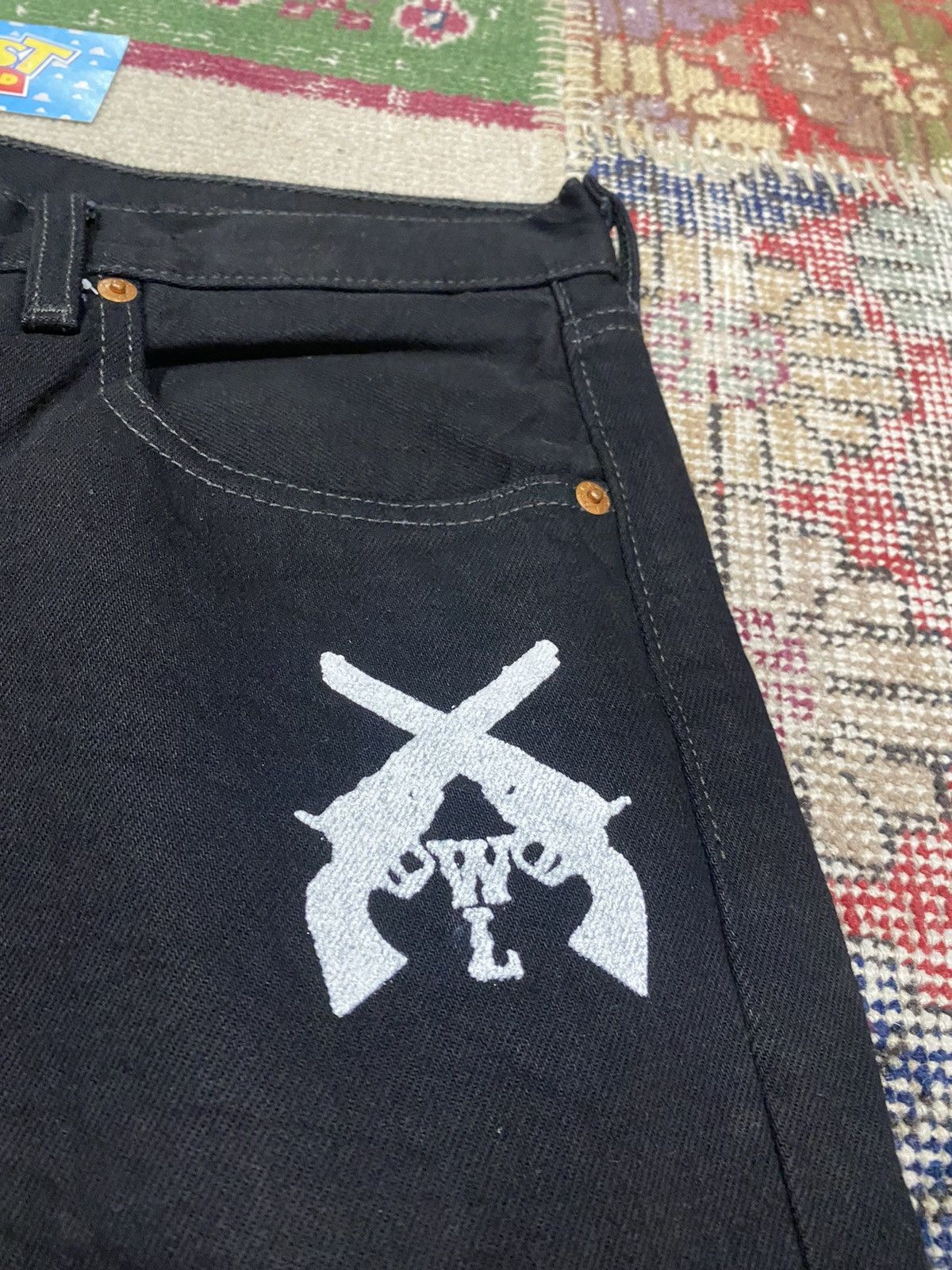 Warren Lotas Warren Lotas Levis 501 Logo Barbed Wire Black Denim Jeans Size US 32 / EU 48 - 3 Thumbnail