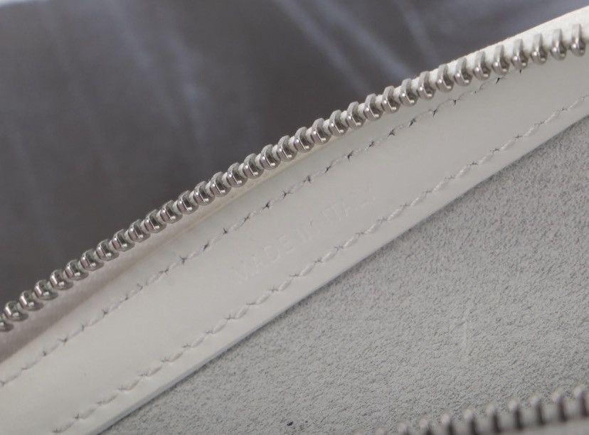 Jil Sander × Raf Simons Archive Graphic Print Zip Pouch in White Smooth Leather Size ONE SIZE - 7 Thumbnail