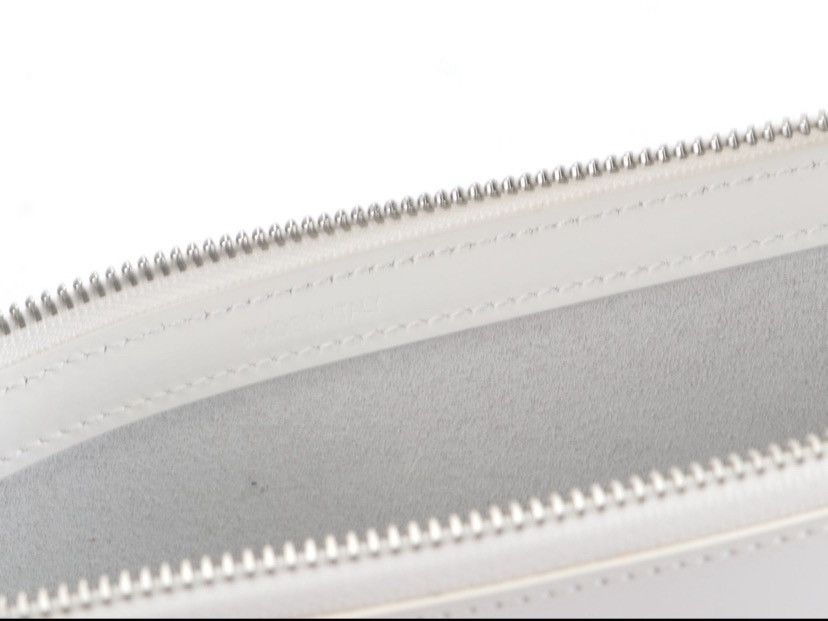 Jil Sander × Raf Simons Archive Graphic Print Zip Pouch in White Smooth Leather Size ONE SIZE - 6 Thumbnail